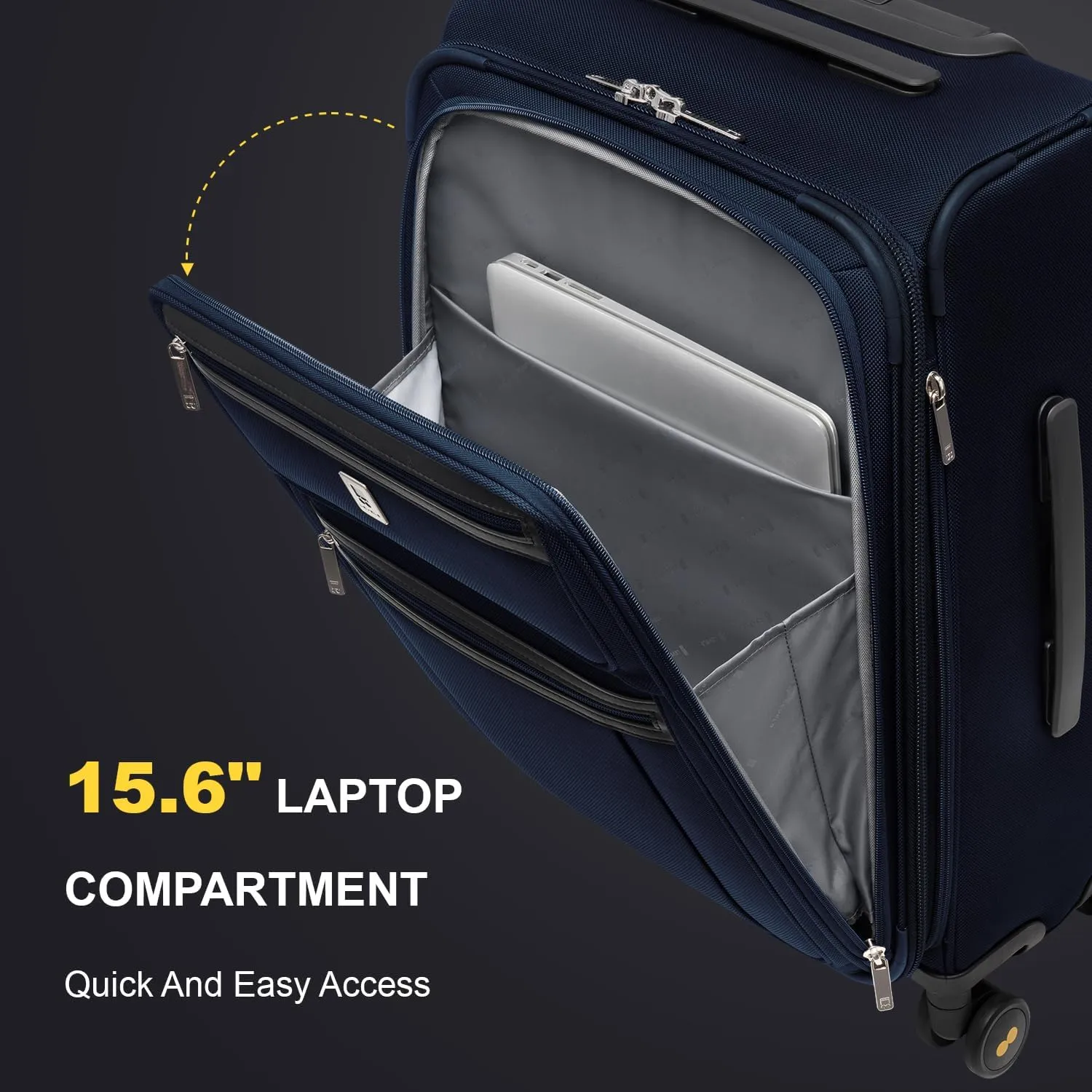 LEVEL8 Carry On Luggage Airline Approved with Compartment, Softside Expandable Rolling Suitcase with Spinner Wheels, Blue, Carry-On 20-Inch