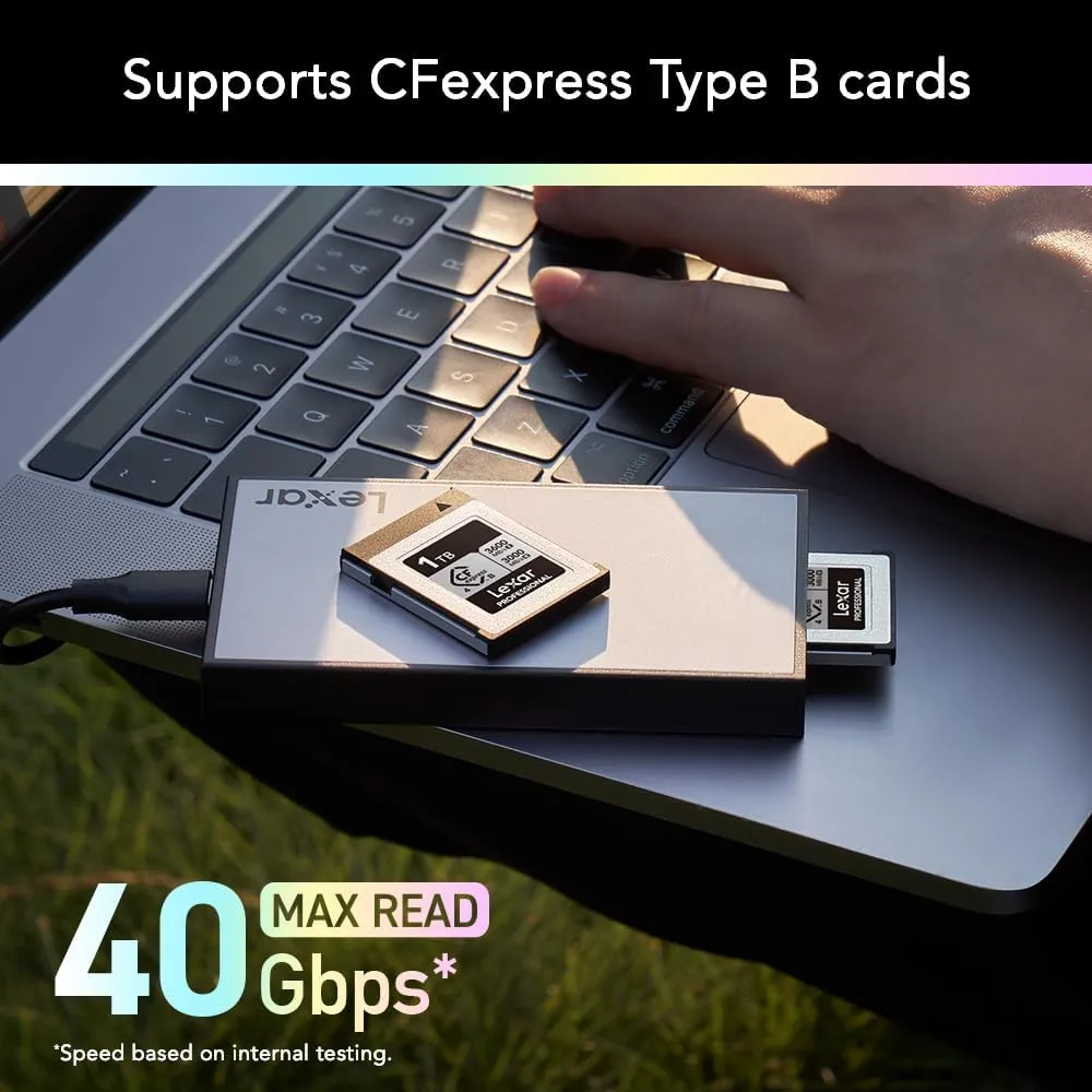 Lexar Professional Workflow CFexpress 4.0 Type B Card Reader, Pairs with Lexar Professional Workflow, USB-C to USB-A Adapter, Compatible with PC, Laptop, Tablet, Smartphone (LPWF740N-6ANGL)