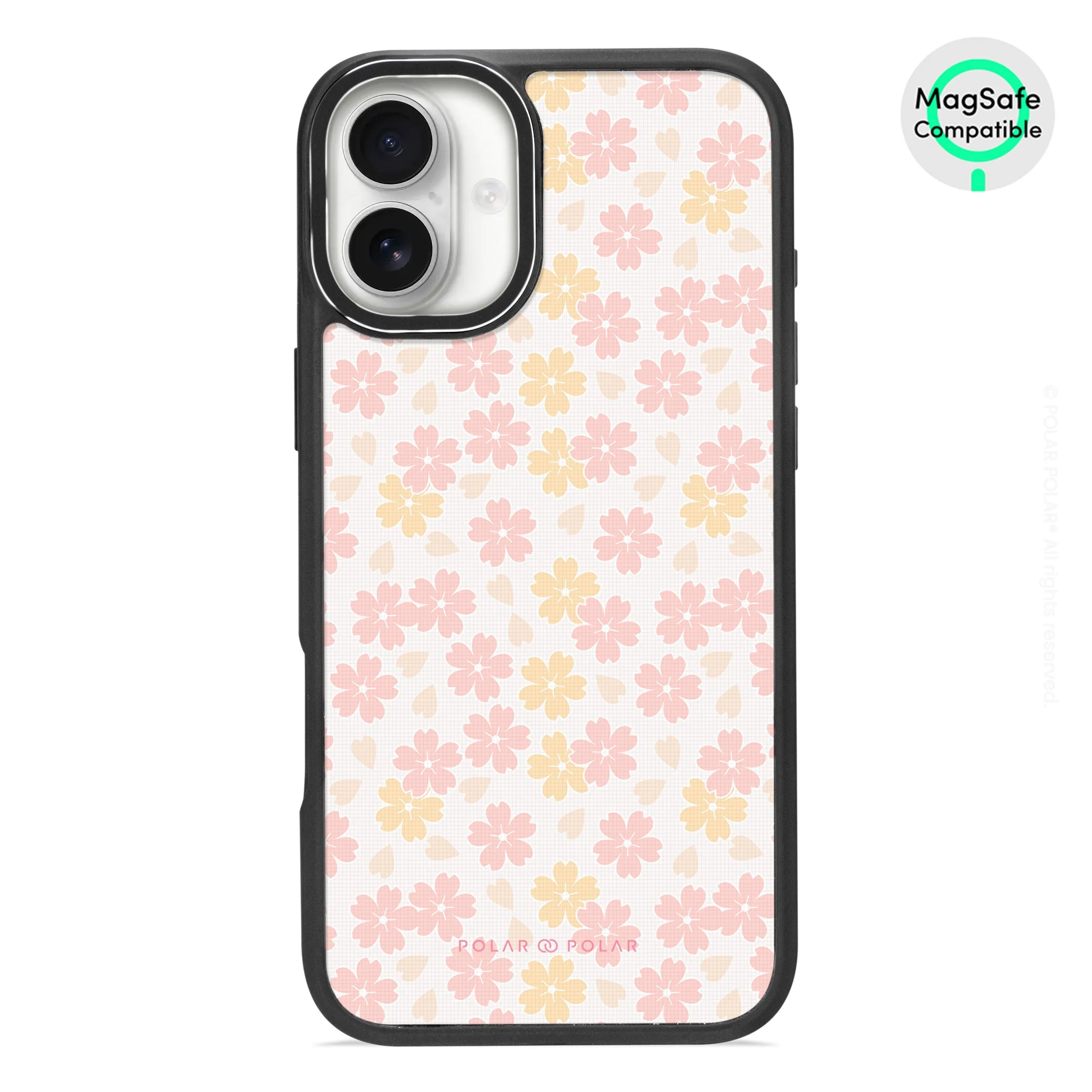 Light Pink Sakura - iPhone 16 Plus Frosted Black Bumper MagSafe Case