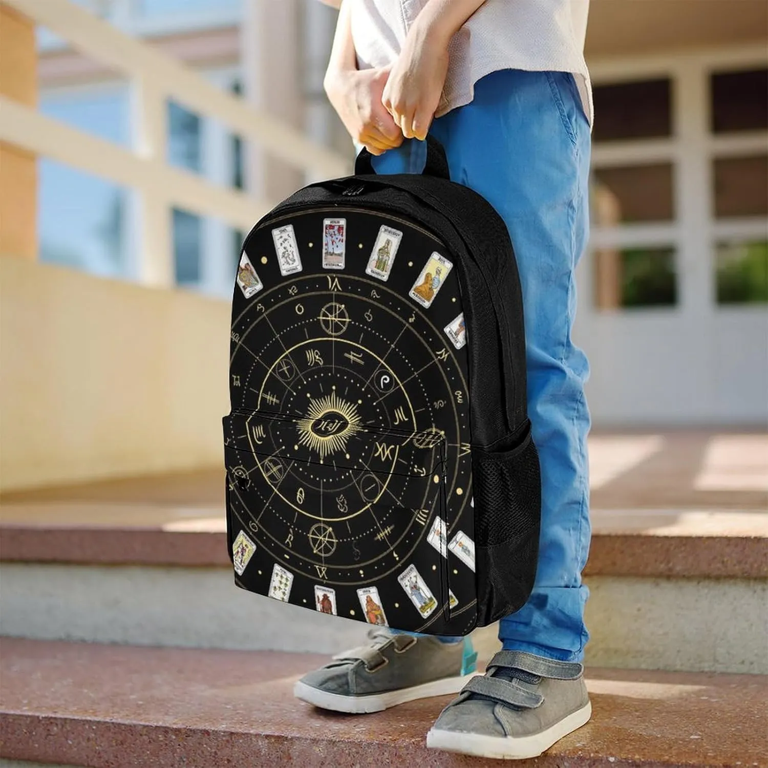 Lightweight Backpack for Gym Travel Bicycle - Big Capacity Multipurpose Anti-Theft Carry On Bag, Astrology Tarot Original Art Travel Hiking Bag & Day Pack