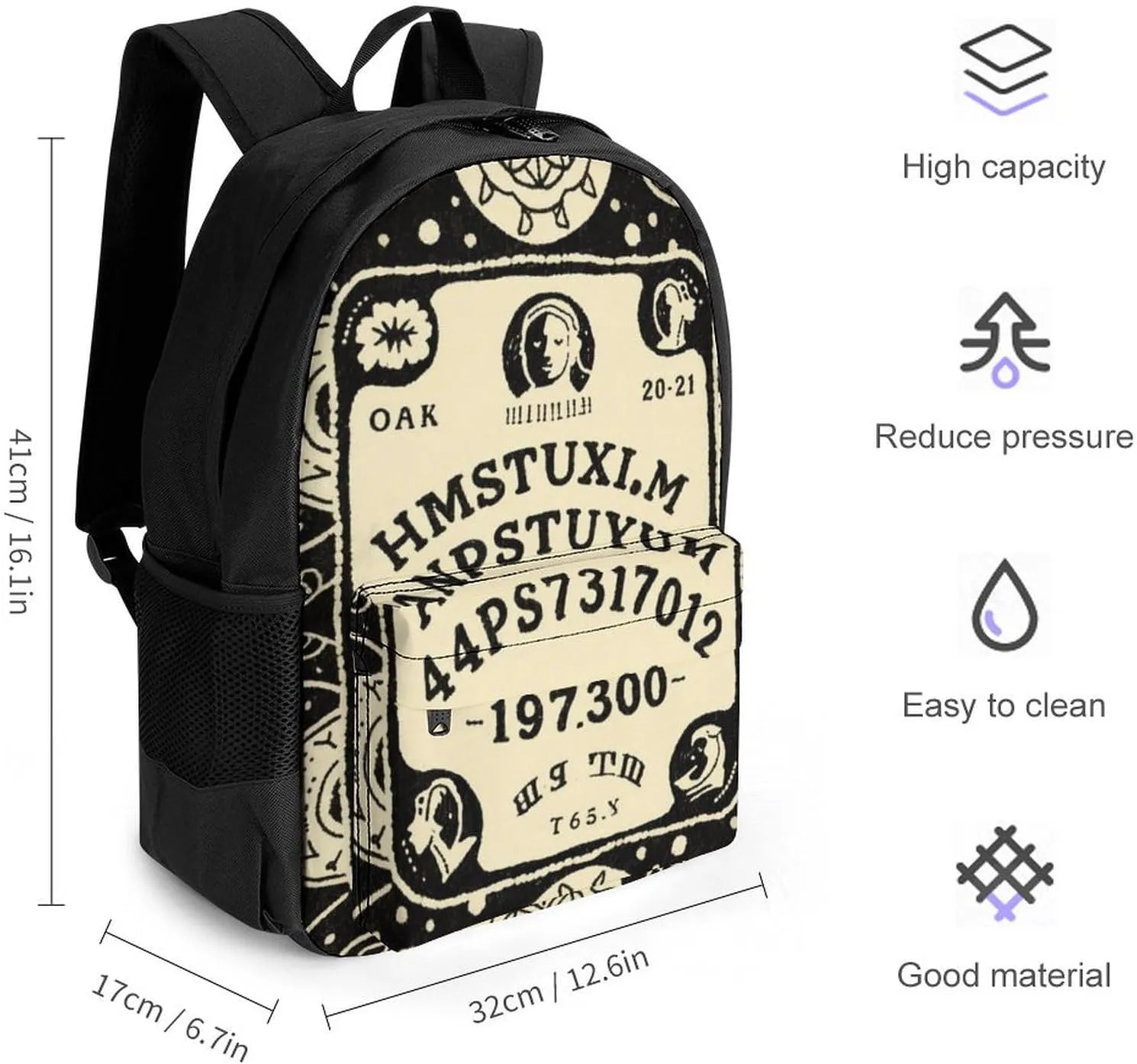 Lightweight Backpack for Gym Travel Bicycle - Big Capacity Multipurpose Anti-Theft Carry On Bag, Magic Spirit Board Witch Art Travel Hiking Bag & Day Pack