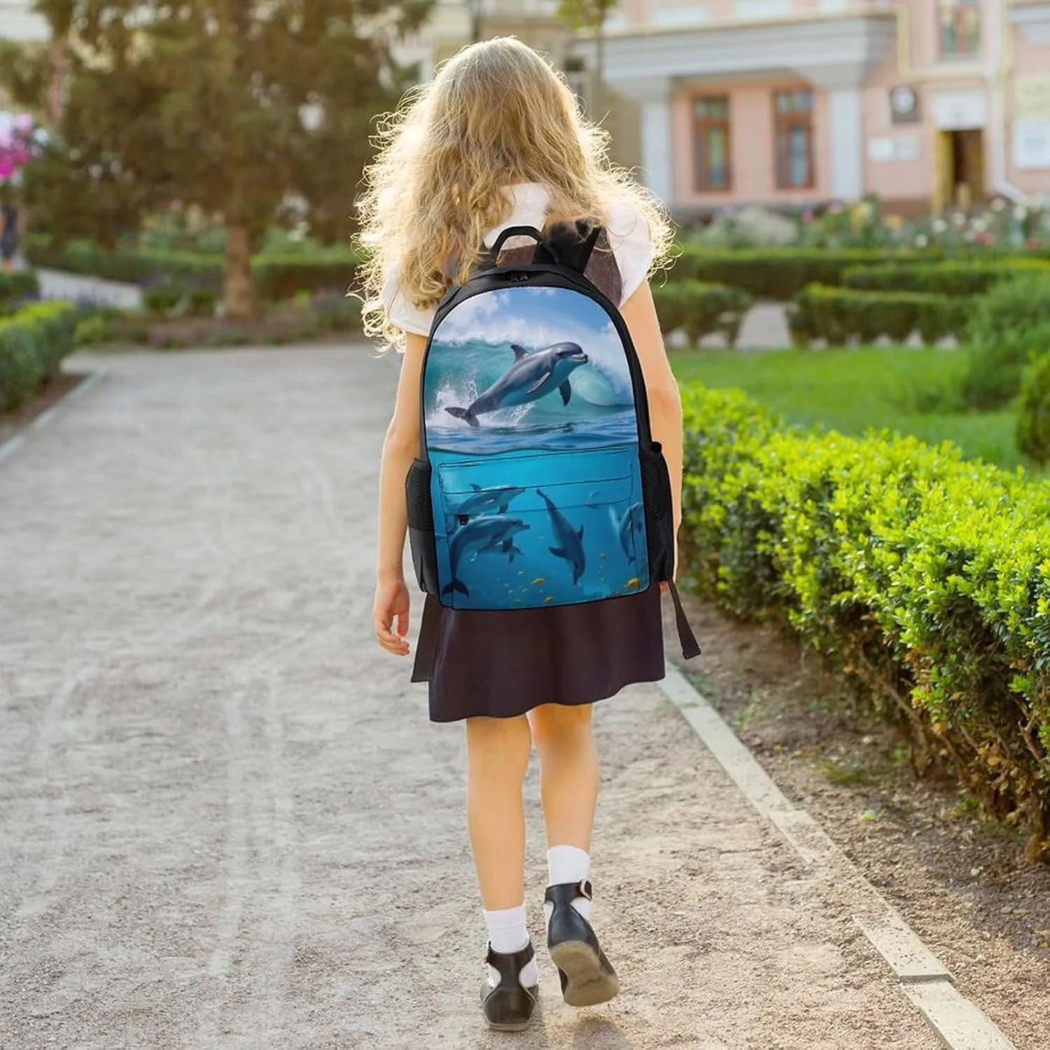 Lightweight Daypack Backpack for Trekking Work Running - Big Capacity Multipurpose Anti-Theft Bookbag, Blue Sea Great Ocean Wave Jumping Dolphin Business Computer Bag