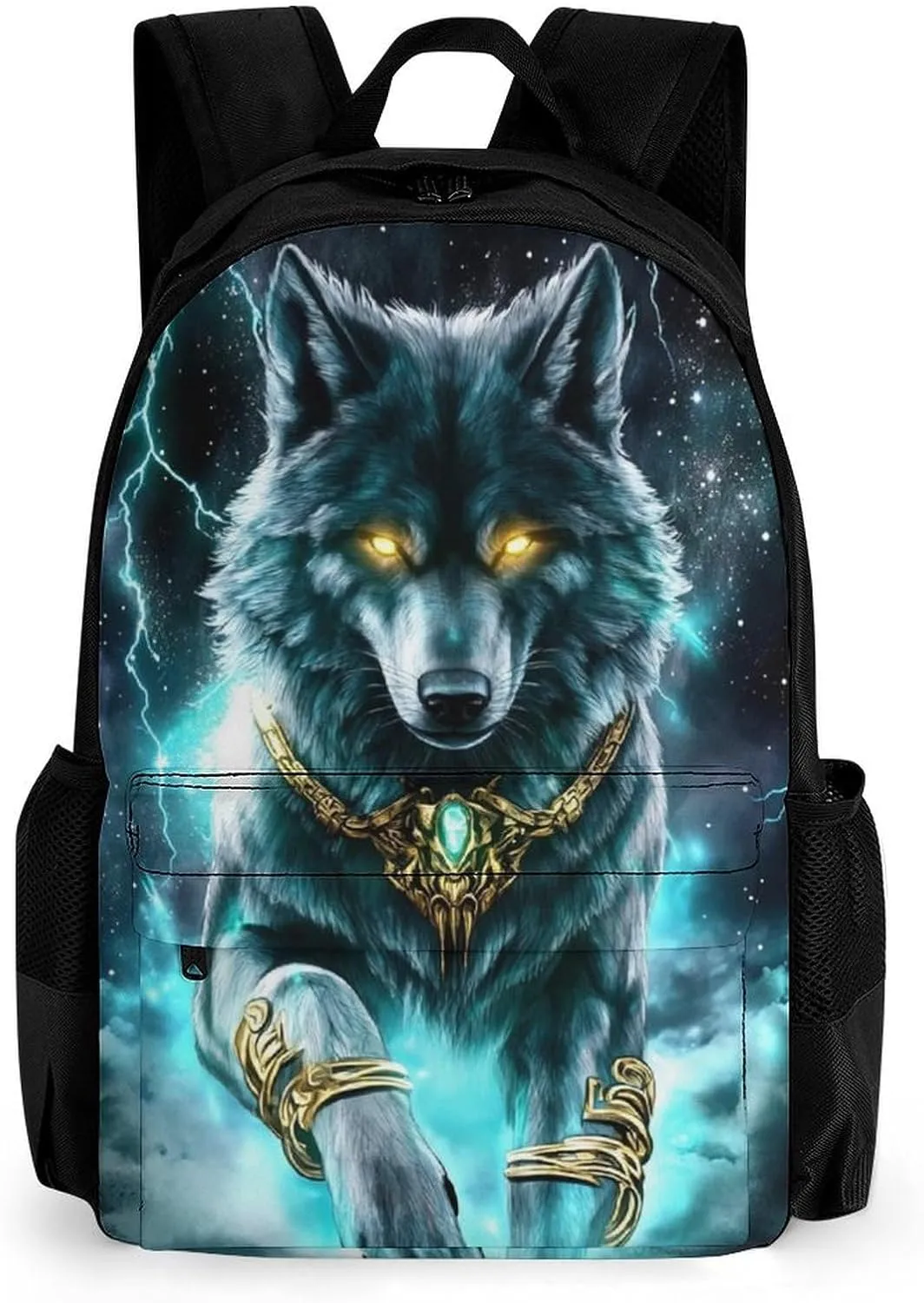 Lightweight Daypack Backpack for Trekking Work Running - Big Capacity Multipurpose Anti-Theft Bookbag, Cool Lightnings Cyan Wolf Business Computer Bag