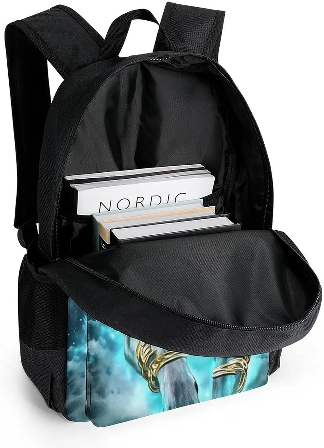 Lightweight Daypack Backpack for Trekking Work Running - Big Capacity Multipurpose Anti-Theft Bookbag, Cool Lightnings Cyan Wolf Business Computer Bag