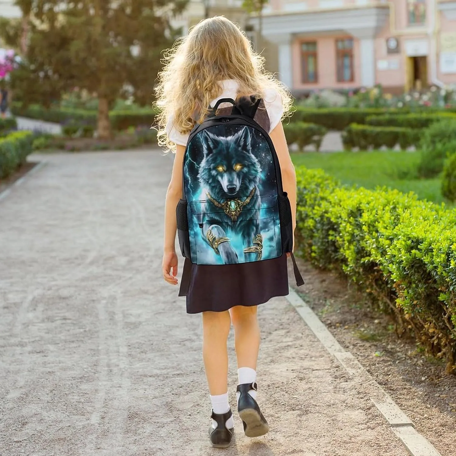 Lightweight Daypack Backpack for Trekking Work Running - Big Capacity Multipurpose Anti-Theft Bookbag, Cool Lightnings Cyan Wolf Business Computer Bag