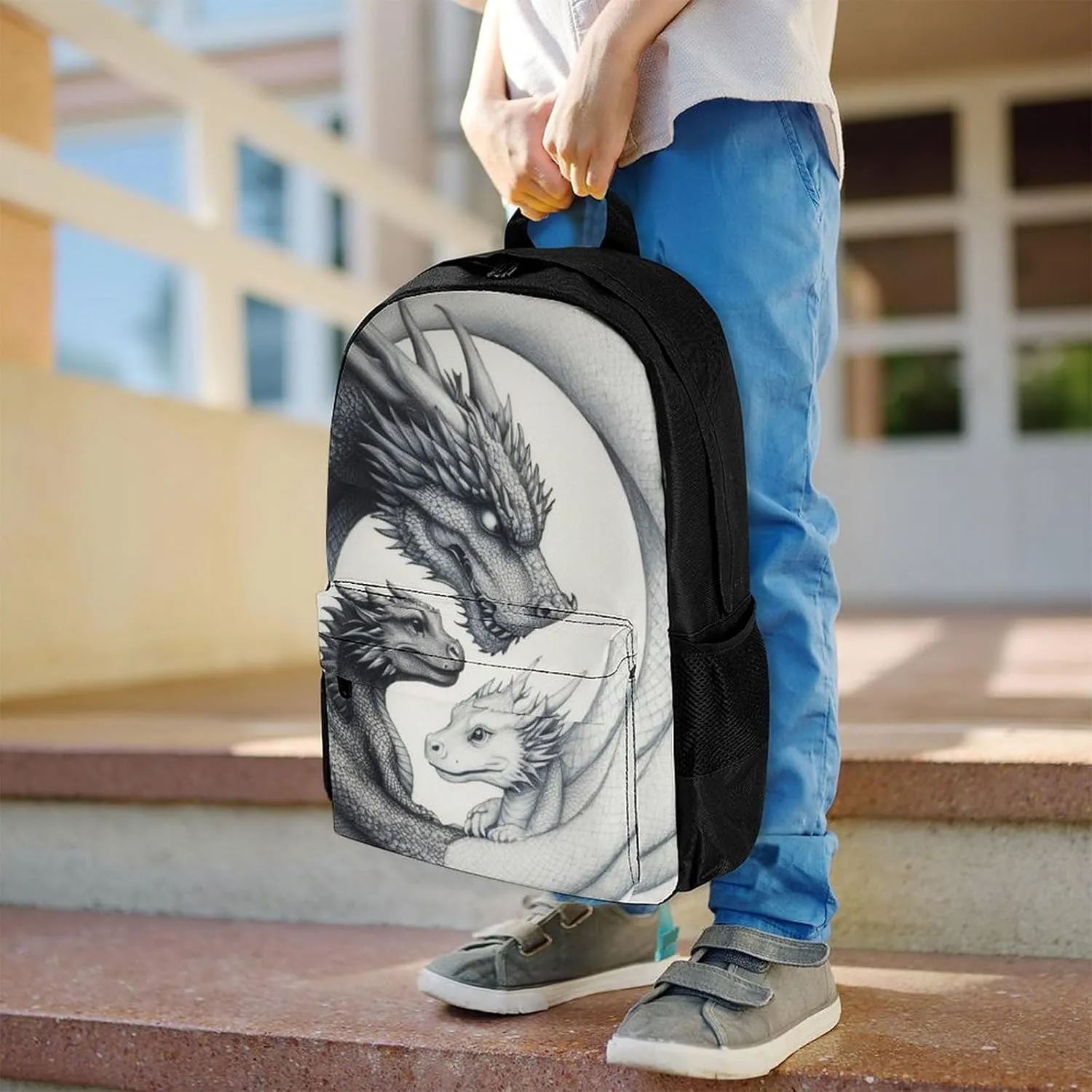 Lightweight Daypack Backpack for Trekking Work Running - Big Capacity Multipurpose Anti-Theft Bookbag, Dragon Yin Yang Business Computer Bag