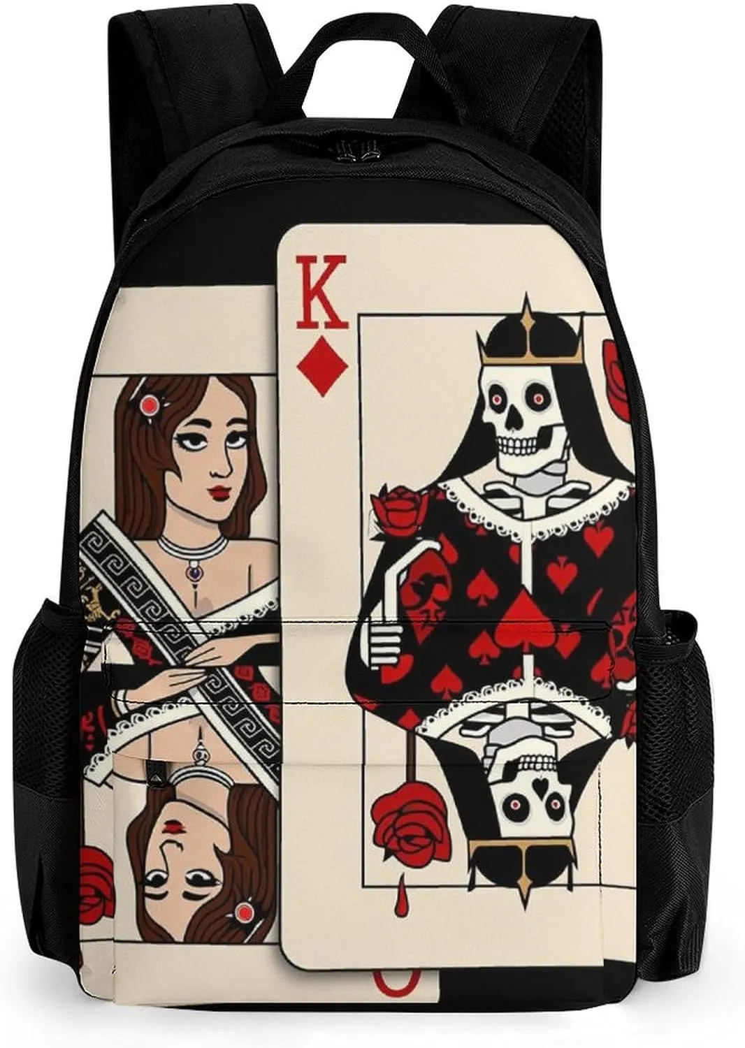 Lightweight Daypack Backpack for Trekking Work Running - Big Capacity Multipurpose Anti-Theft Bookbag, Poker Card Queen King Art Business Computer Bag