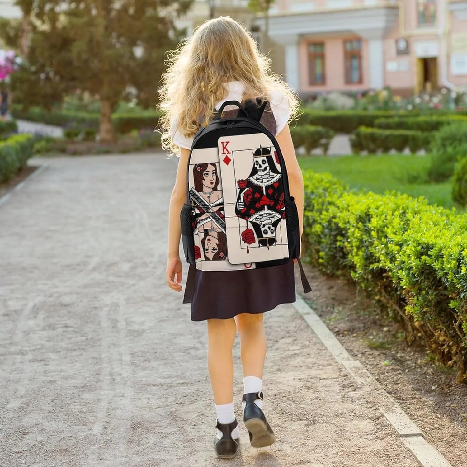 Lightweight Daypack Backpack for Trekking Work Running - Big Capacity Multipurpose Anti-Theft Bookbag, Poker Card Queen King Art Business Computer Bag
