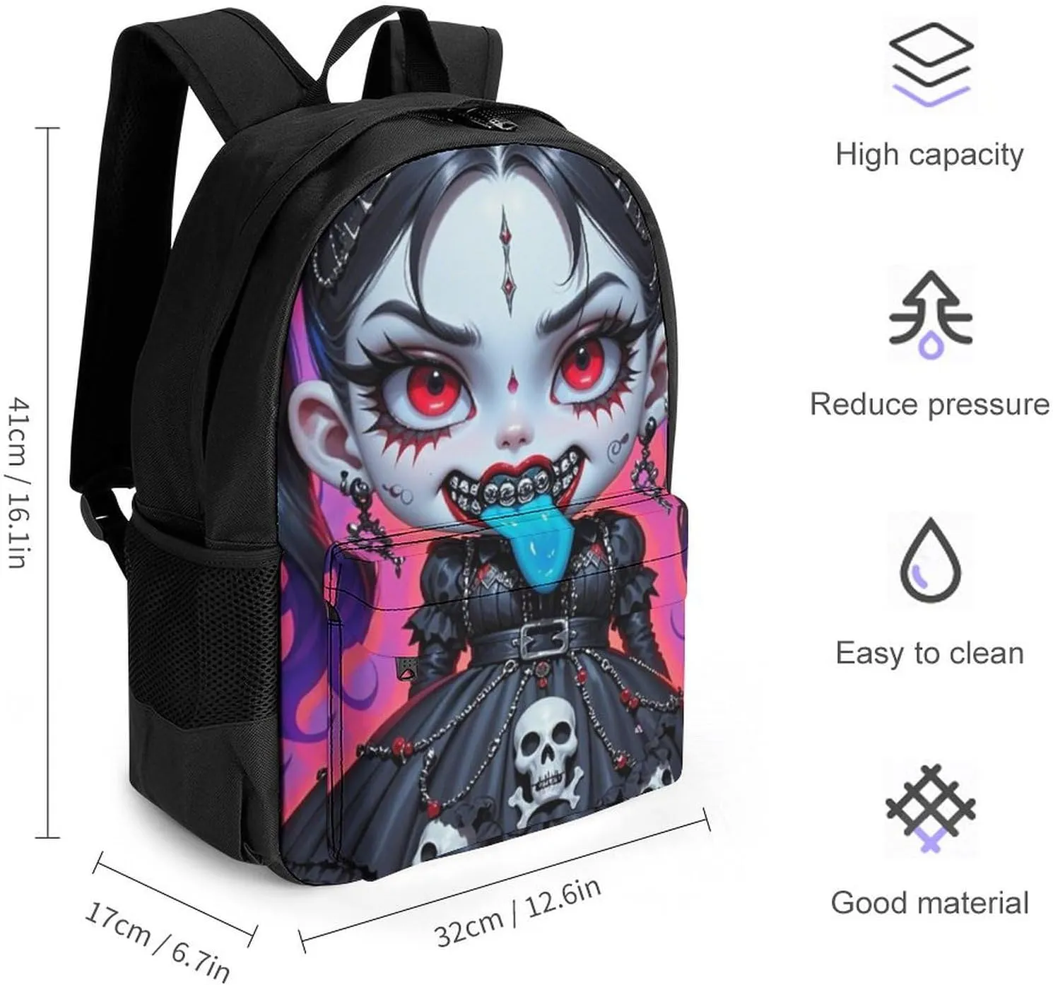Lightweight Daypack for Camping Business Walking Cycling - Large Capacity Anti-Theft Multipurpose Bookbag, Beautiful Gothic Woman Weird Woman Neon Art Gym Outdoor Hiking Backpack