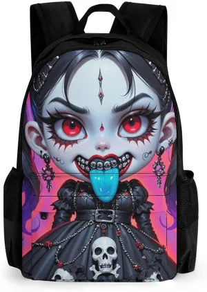 Lightweight Daypack for Camping Business Walking Cycling - Large Capacity Anti-Theft Multipurpose Bookbag, Beautiful Gothic Woman Weird Woman Neon Art Gym Outdoor Hiking Backpack