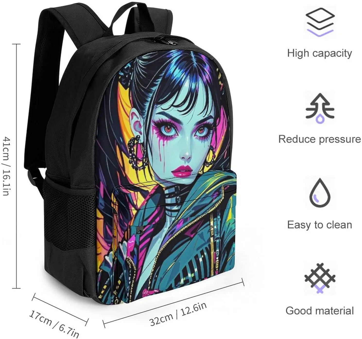Lightweight Daypack for Camping Business Walking Cycling - Large Capacity Anti-Theft Multipurpose Bookbag, Cartoon Woman Women Mystical Art Gym Outdoor Hiking Backpack