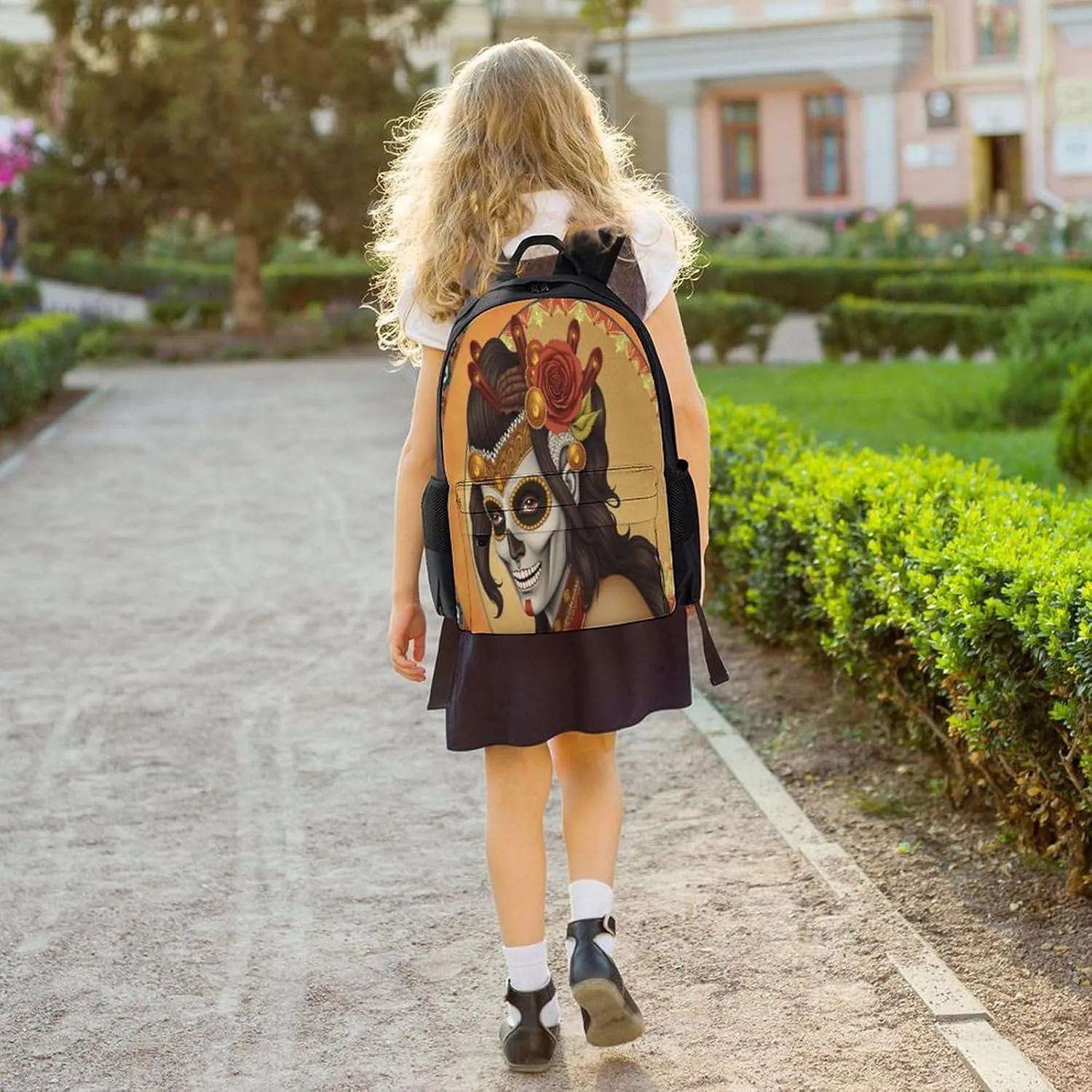 Lightweight Rucksacks for Camping Picnic Walking Cycling - Large Capacity Multipurpose Anti-Theft Carry On Bag, Artistic Sugar Skull Dead Women Art Travel Hiking & Camping Rucksack