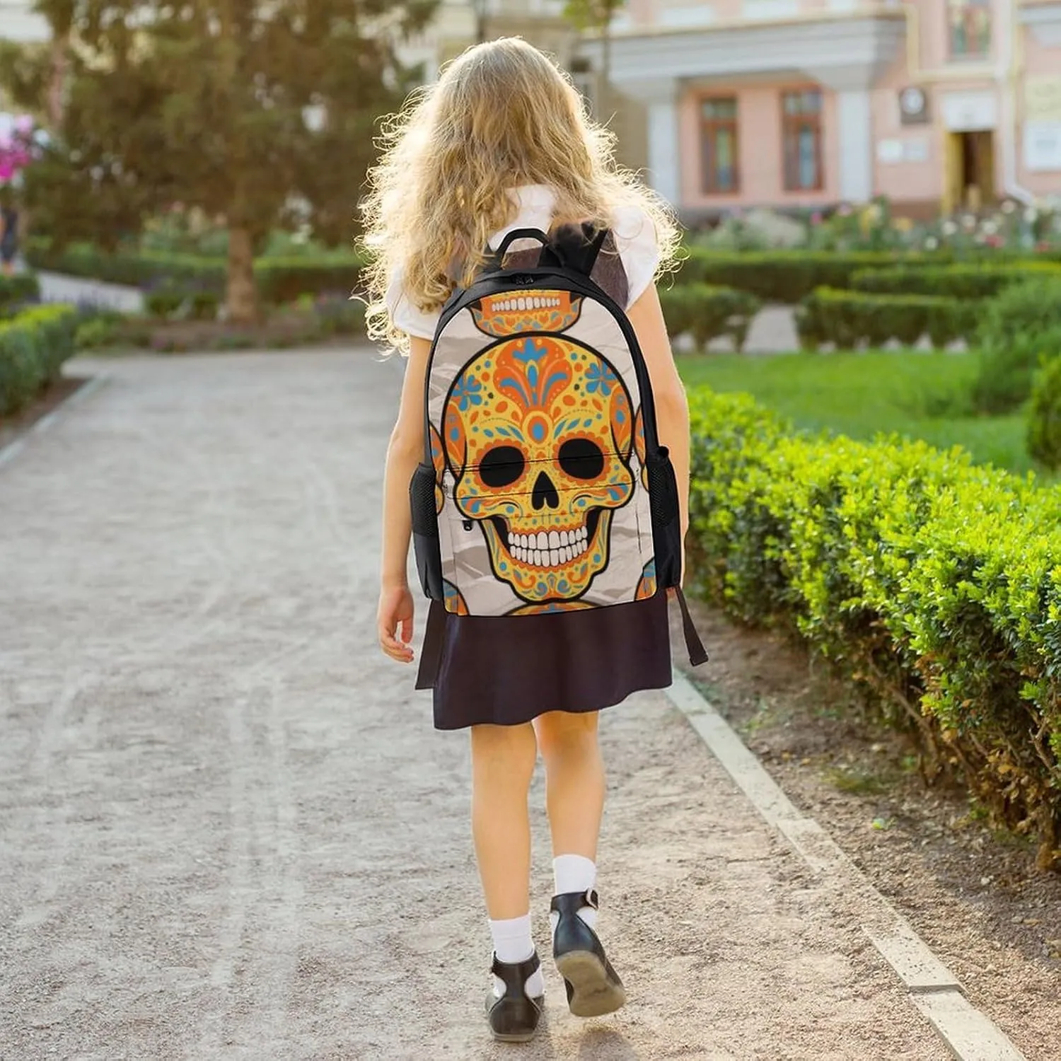 Lightweight Rucksacks for Climbing Outdoors Walking Cycling - Large Capacity Anti-Theft Multipurpose Carry On Bag, Mexican Sugar Skull Flower Art Camping Outdoor Backpack