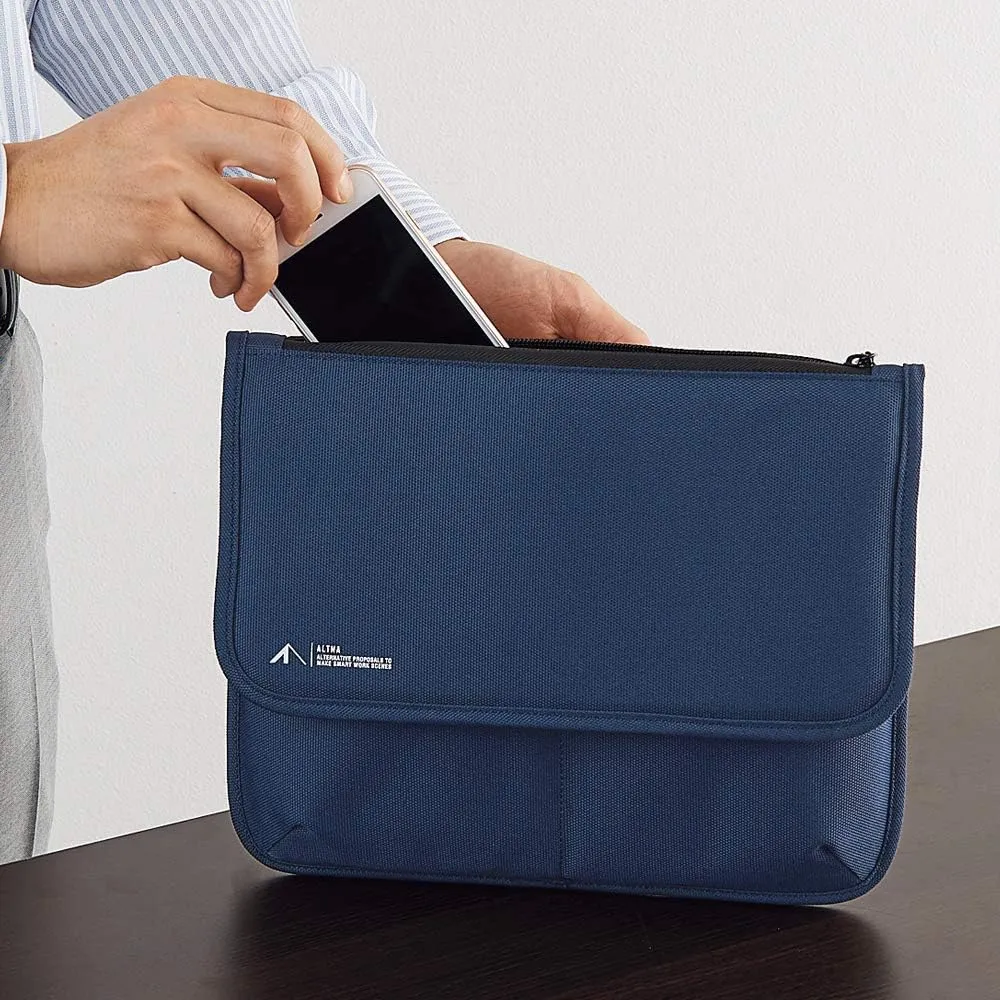 LIHIT LAB Laptop Sleeve with Pockets, 14.2 x 1 x 11.5, Navy Blue (A7768-11)