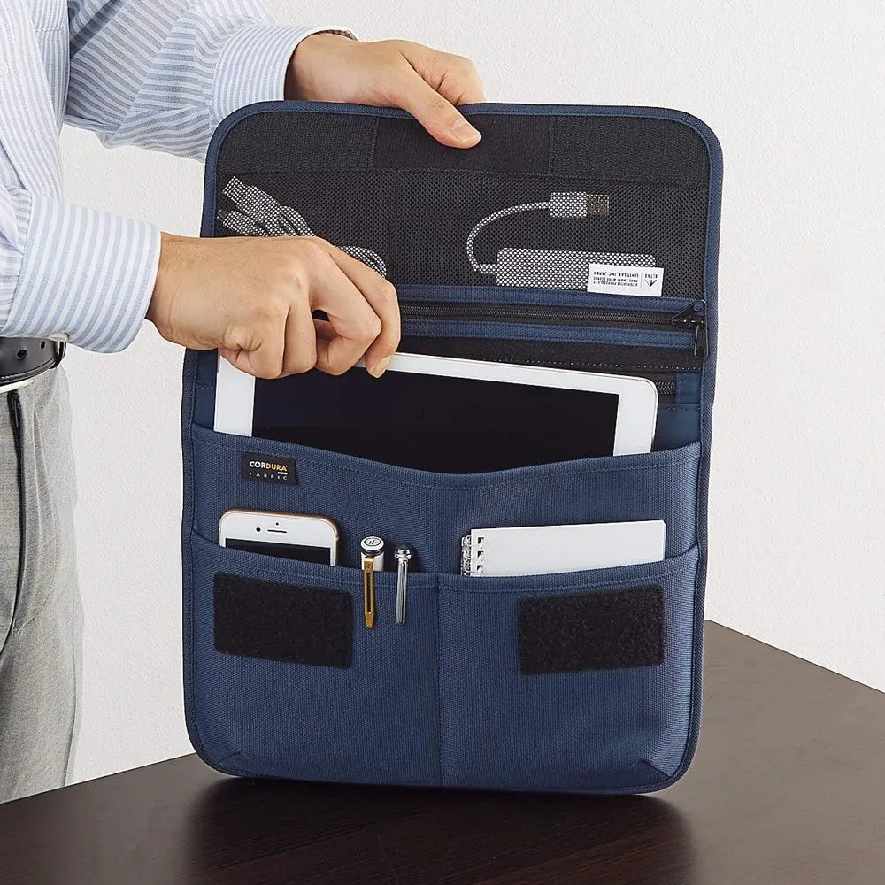 LIHIT LAB Laptop Sleeve with Pockets, 14.2 x 1 x 11.5, Navy Blue (A7768-11)