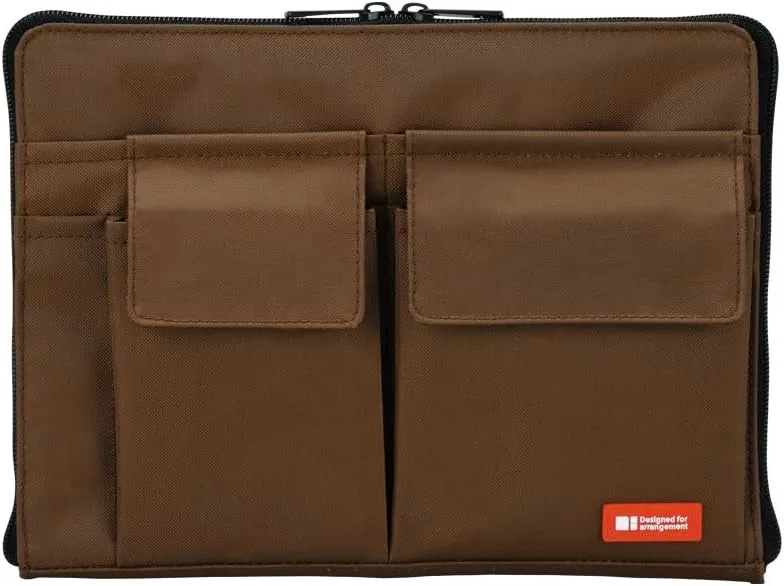LIHIT LAB Laptop Sleeve With Storage Pockets (Bag-in-Bag), 7.1 x 9.8 Inches, Brown (A7553-9)