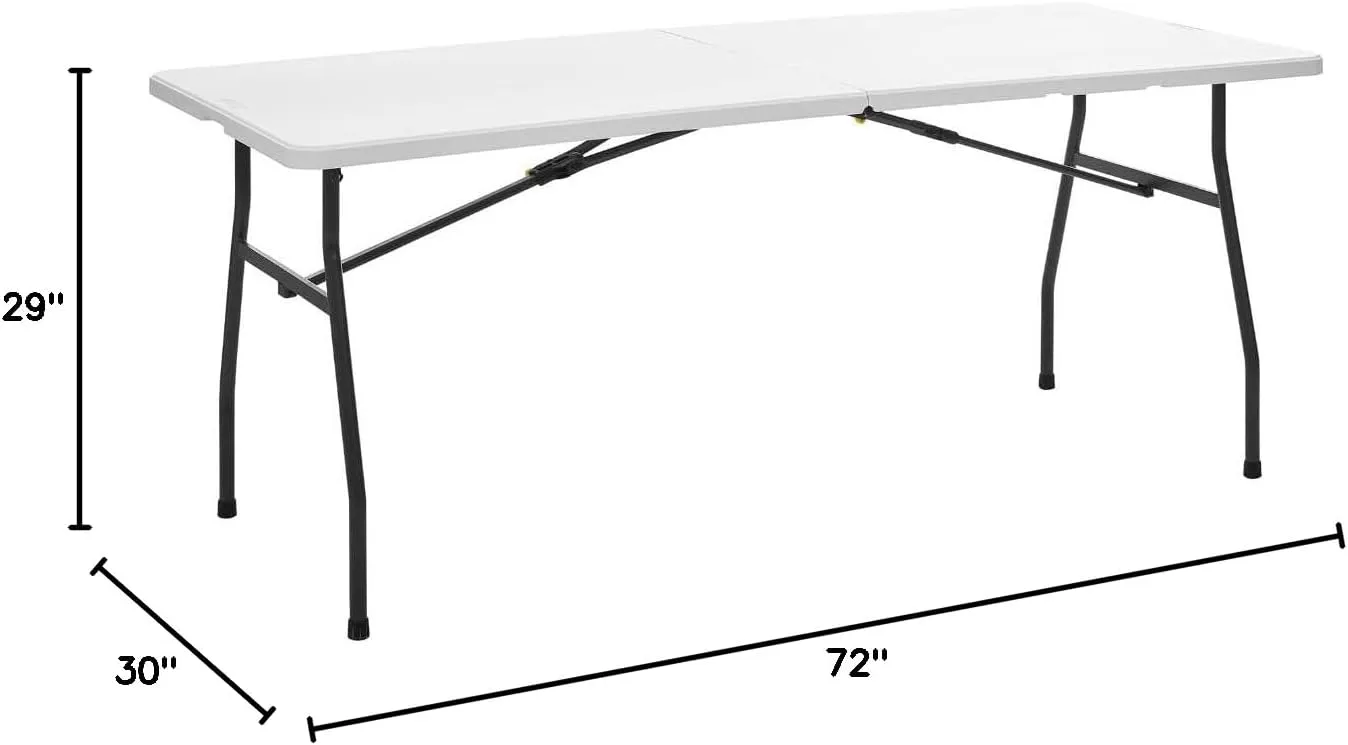 Living and More 6 Foot Fold-in-Half Table with Curve Legs, White
