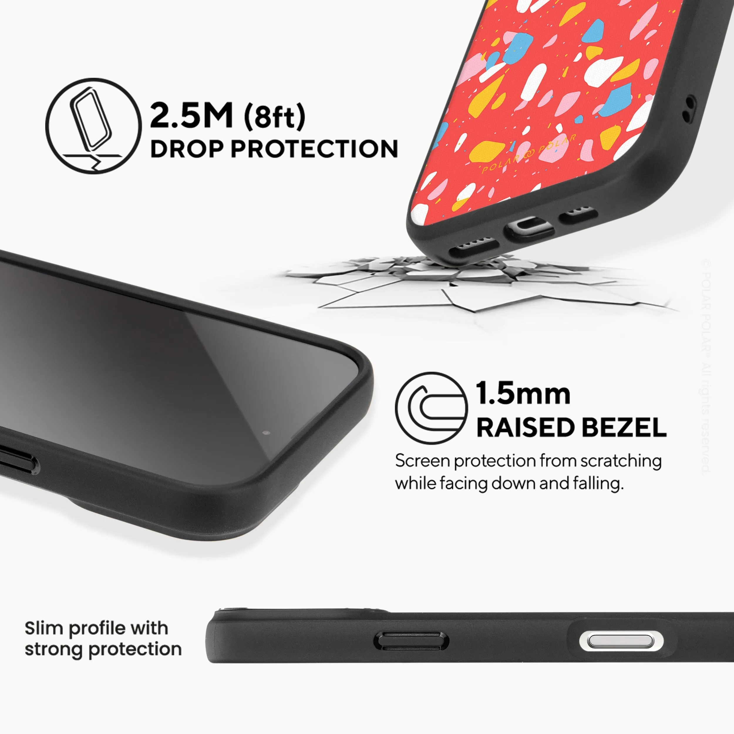 Living Coral Terrazzo - iPhone 16 Plus Frosted Black Bumper MagSafe Case