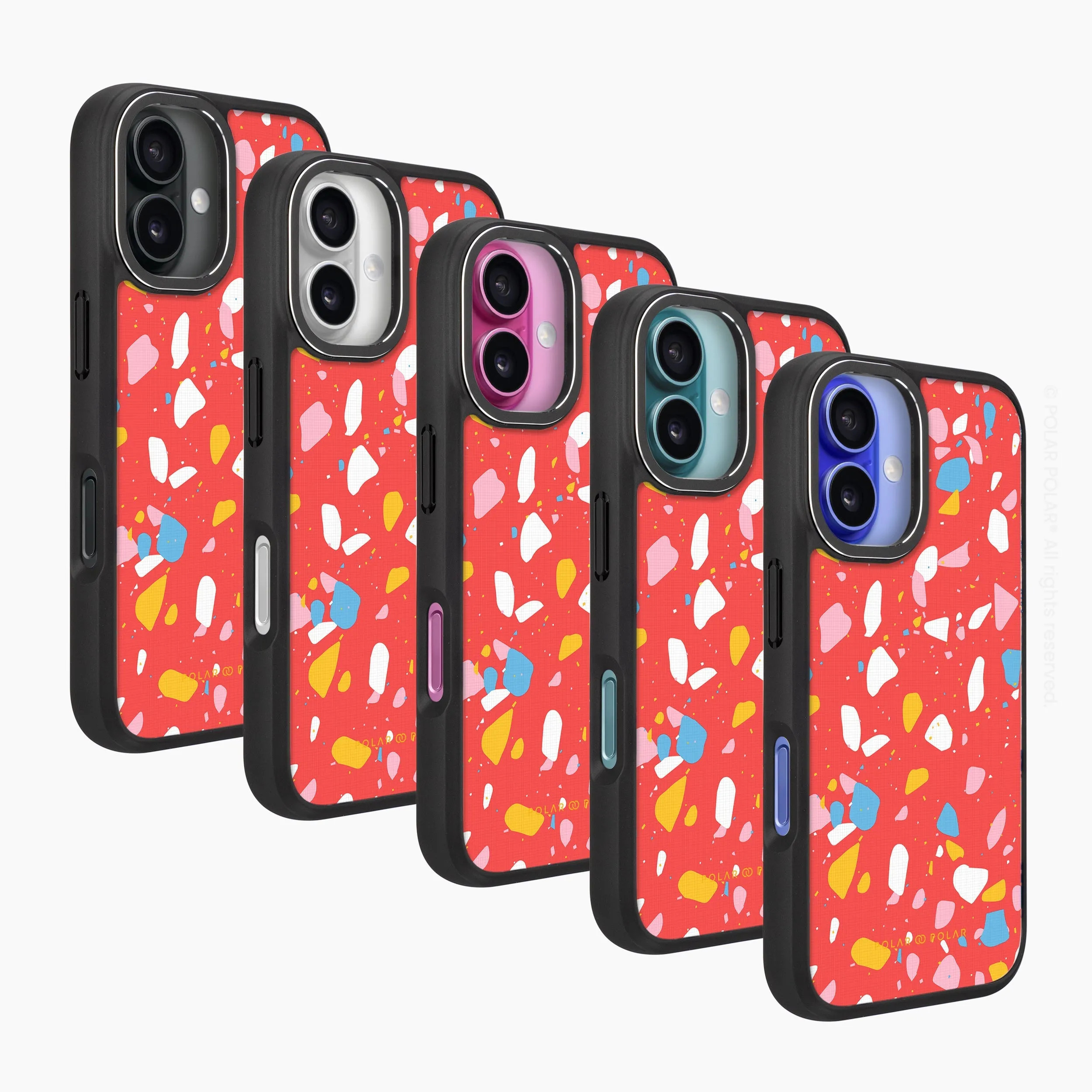 Living Coral Terrazzo - iPhone 16 Plus Frosted Black Bumper MagSafe Case