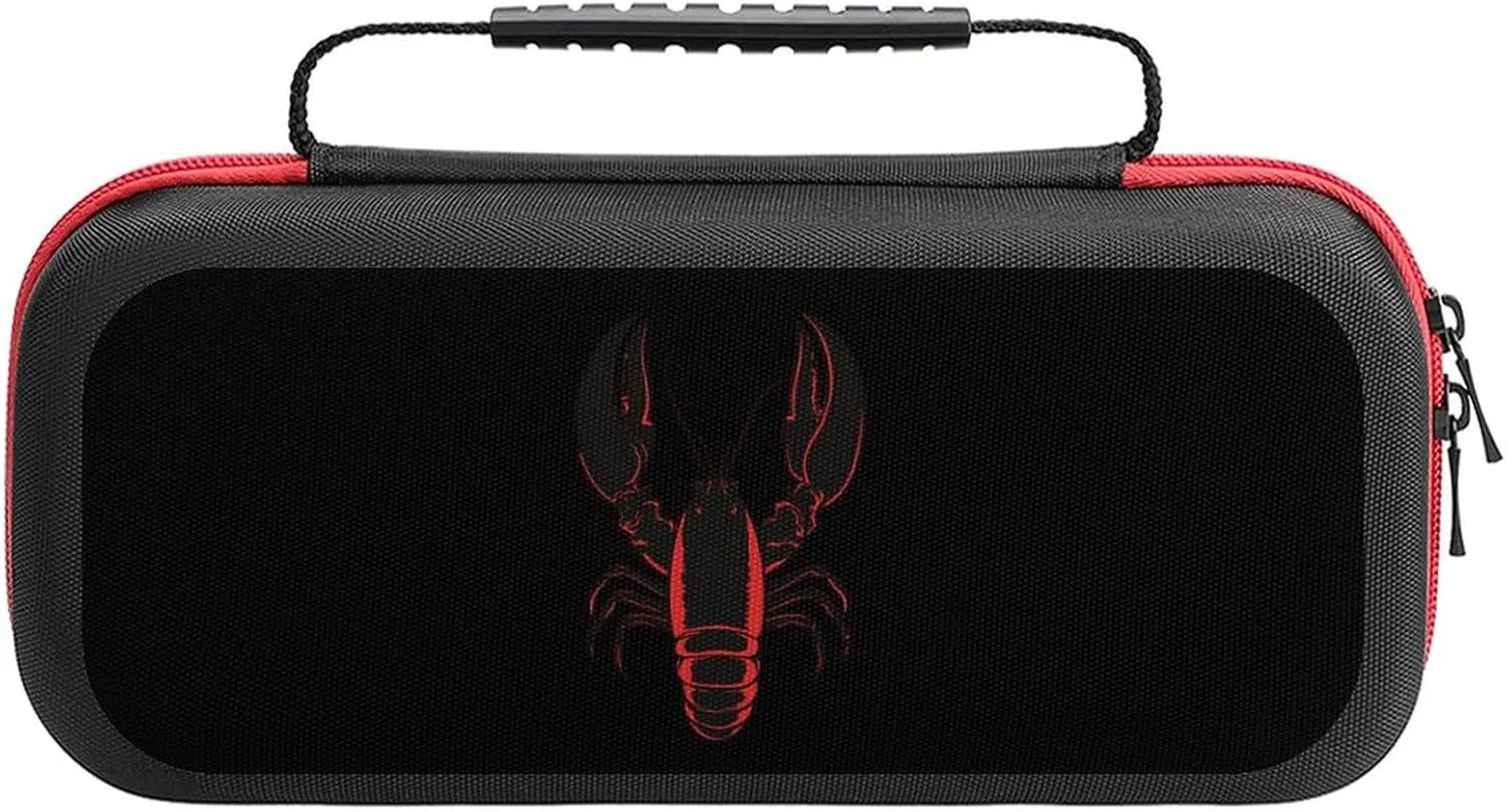 Lobster Crawfish Portable Protective Shell Compatible with Switch Case Hard Travel Tote Bag with 20 Game Cartridges