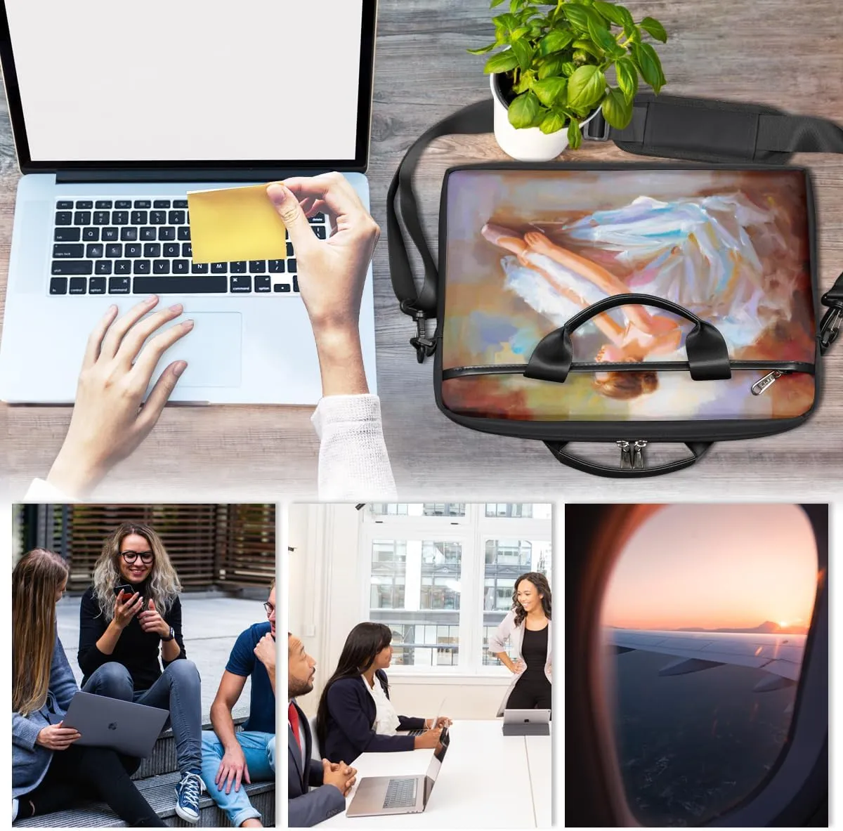 Love Penguin Laptop Bag for Men Women 13-15 Inch Case Bags Sleeve Shoulder with Anti Slip Removable The Pad Straps