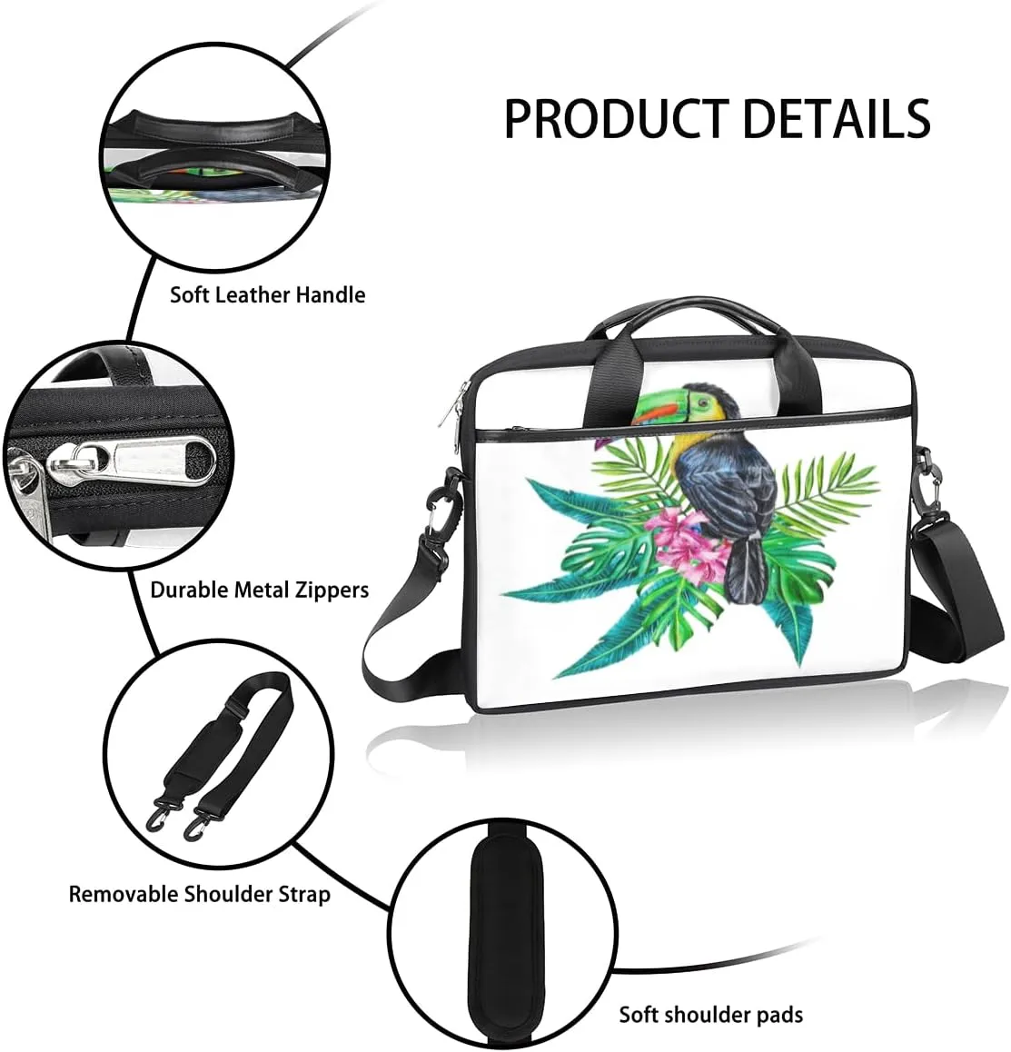 Love Penguin Laptop Bag for Men Women 13-15 Inch Case Bags Sleeve Shoulder with Anti Slip Removable The Pad Straps