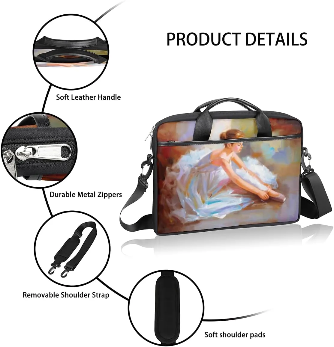 Love Penguin Laptop Bag for Men Women 13-15 Inch Case Bags Sleeve Shoulder with Anti Slip Removable The Pad Straps