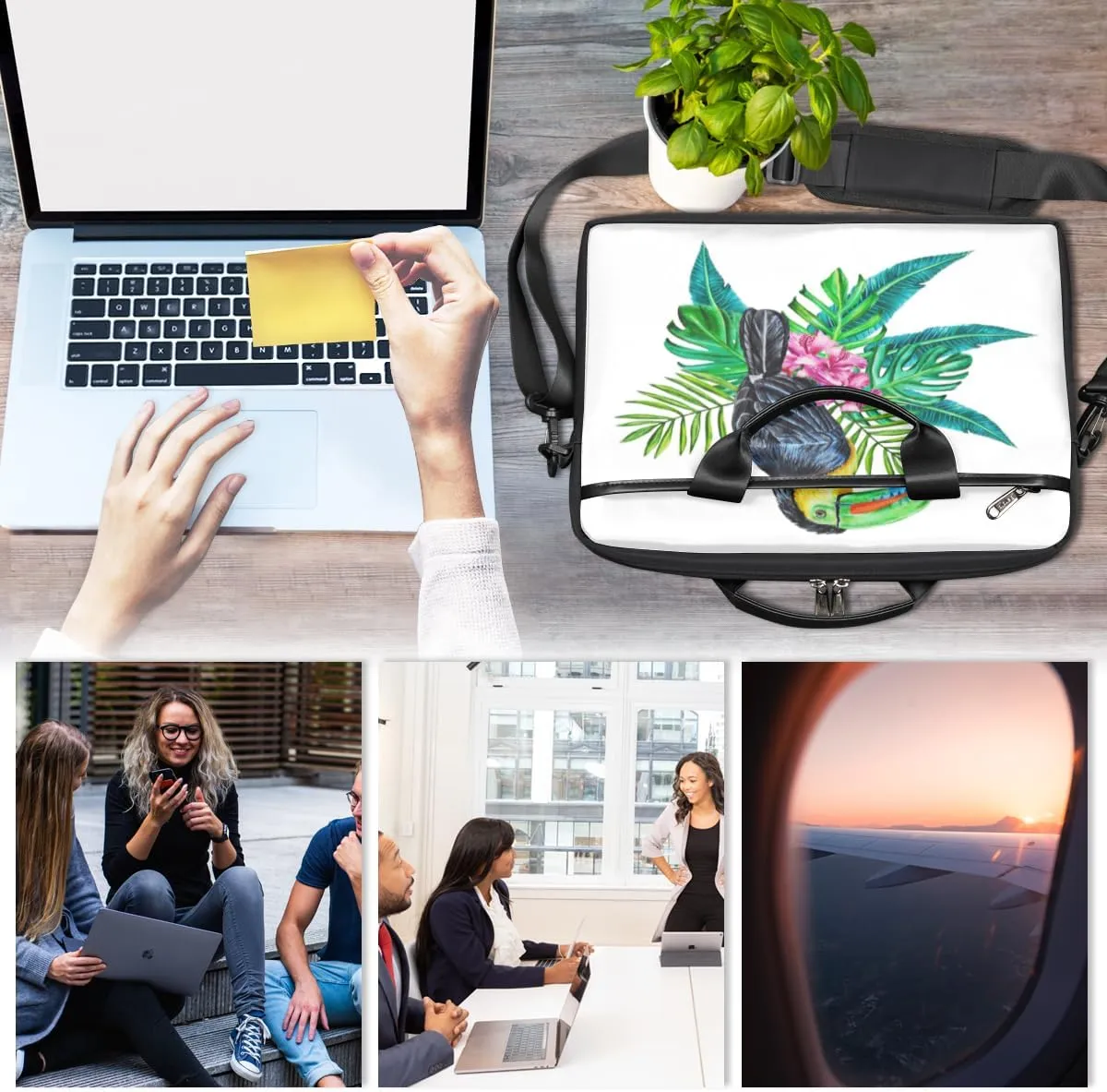 Love Penguin Laptop Bag for Men Women 13-15 Inch Case Bags Sleeve Shoulder with Anti Slip Removable The Pad Straps