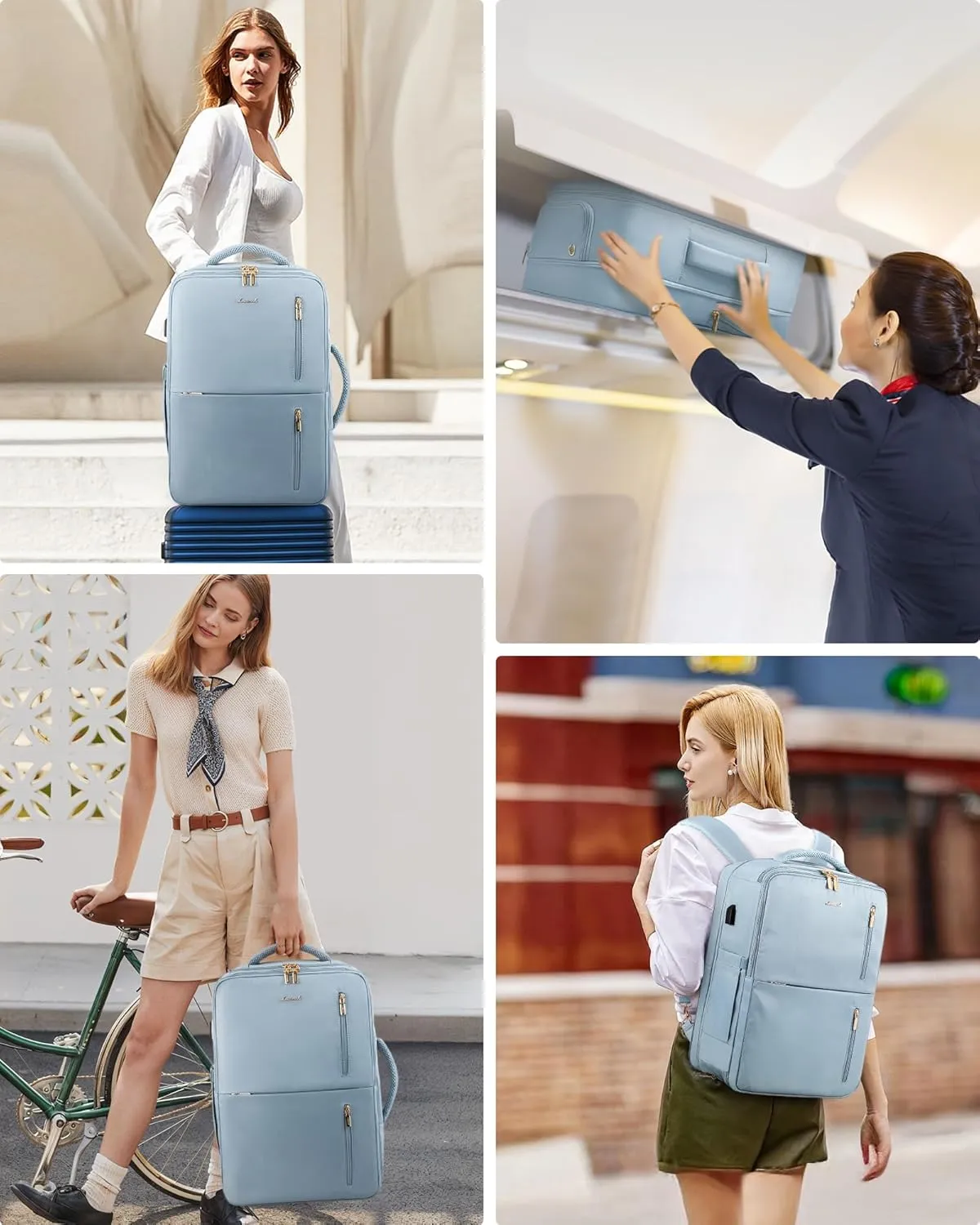 LOVEVOOK 40L Travel Backpack With 3 Packing Cubes Expandable Large Laptop Backpack Women Waterproof Backpack Waterproof Daypack Travel Bag TSA Fit 17inch Laptop Luggage With USB Charging Port
