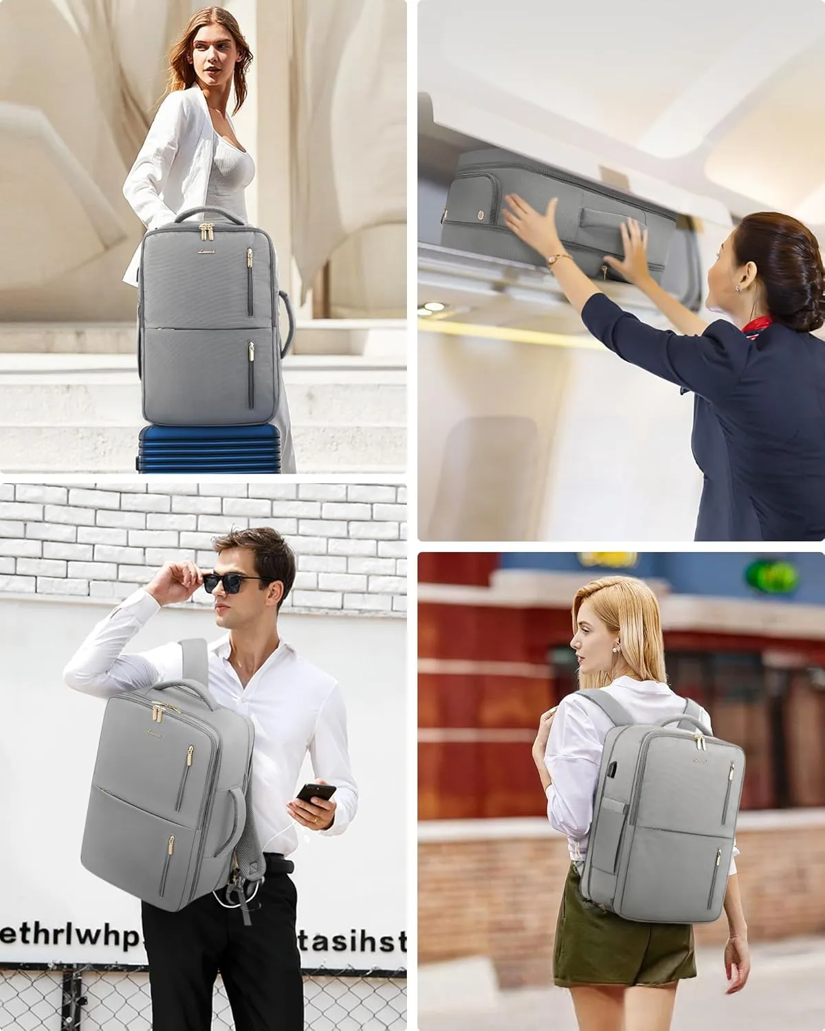 LOVEVOOK 40L Travel Backpack With 3 Packing Cubes Expandable Large Laptop Backpack Women Waterproof Backpack Waterproof Daypack Travel Bag TSA Fit 17inch Laptop Luggage With USB Charging Port
