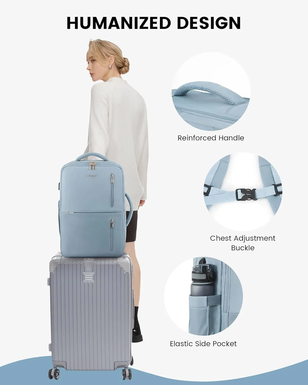 LOVEVOOK 40L Travel Backpack With 3 Packing Cubes Expandable Large Laptop Backpack Women Waterproof Backpack Waterproof Daypack Travel Bag TSA Fit 17inch Laptop Luggage With USB Charging Port