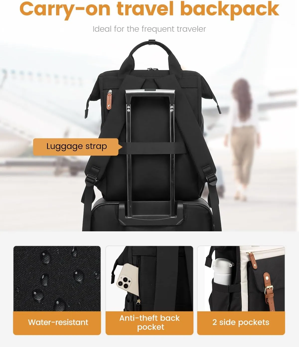 LOVEVOOK Extra Large Travel Laptop Backpack for Women, 18 Inch Work Backpack Purse, Teacher Business Computer Bag Weekender Backpack with Luggage Strap, Doctor Nurse Bags College Bookbag