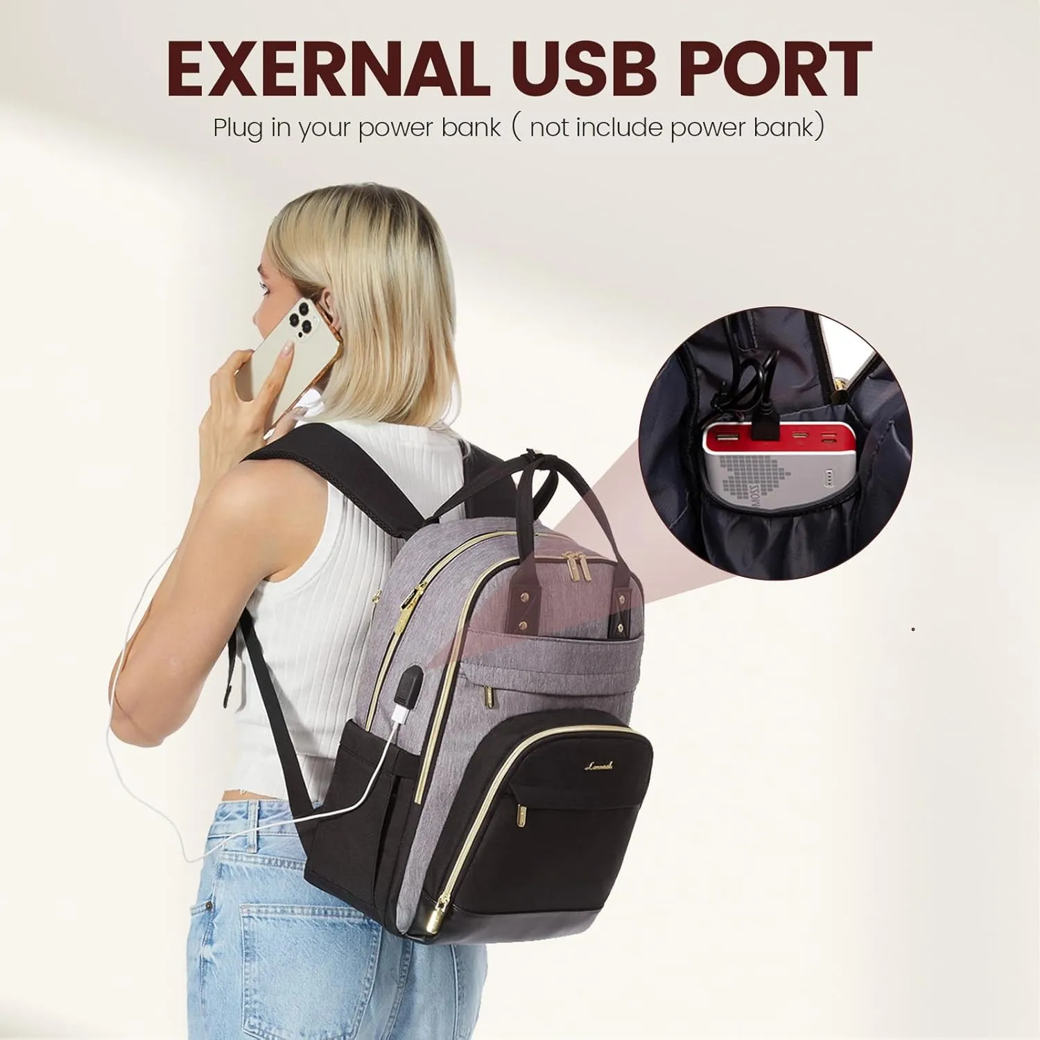 LOVEVOOK Laptop Backpack Women,Large Capacity 17.3 inch Laptop Bag Travel Backpack for Women,Computer Work College Teacher Backpacks with USB Port,Waterproof Personal Item Backpack Casual Daypack