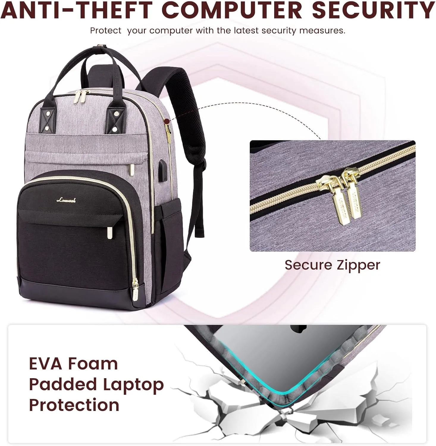 LOVEVOOK Laptop Backpack Women,Large Capacity 17.3 inch Laptop Bag Travel Backpack for Women,Computer Work College Teacher Backpacks with USB Port,Waterproof Personal Item Backpack Casual Daypack