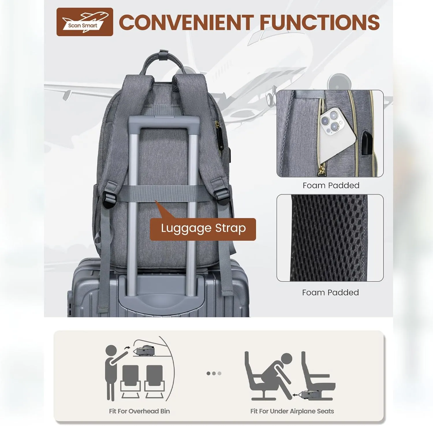 LOVEVOOK Laptop Backpack Women,Large Capacity 17.3 inch Laptop Bag Travel Backpack for Women,Computer Work College Teacher Backpacks with USB Port,Waterproof Personal Item Backpack Casual Daypack