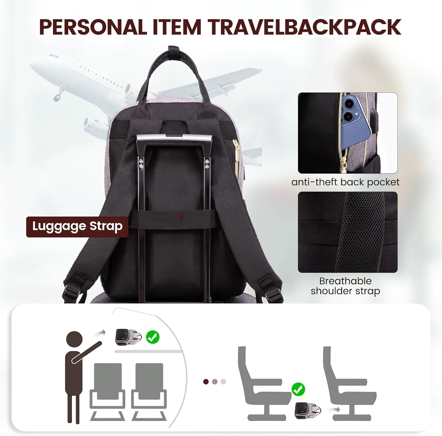 LOVEVOOK Laptop Backpack Women,Large Capacity 17.3 inch Laptop Bag Travel Backpack for Women,Computer Work College Teacher Backpacks with USB Port,Waterproof Personal Item Backpack Casual Daypack