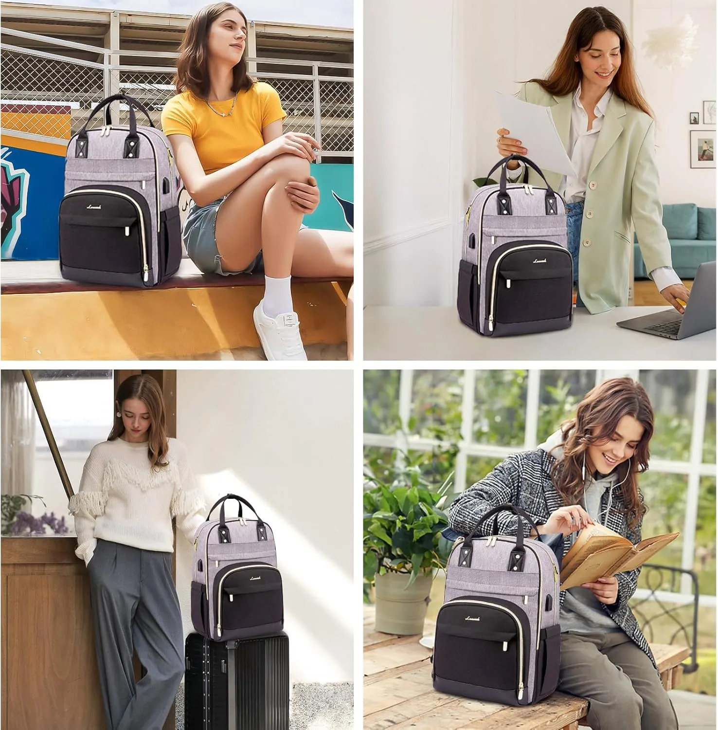 LOVEVOOK Laptop Backpack Women,Large Capacity 17.3 inch Laptop Bag Travel Backpack for Women,Computer Work College Teacher Backpacks with USB Port,Waterproof Personal Item Backpack Casual Daypack