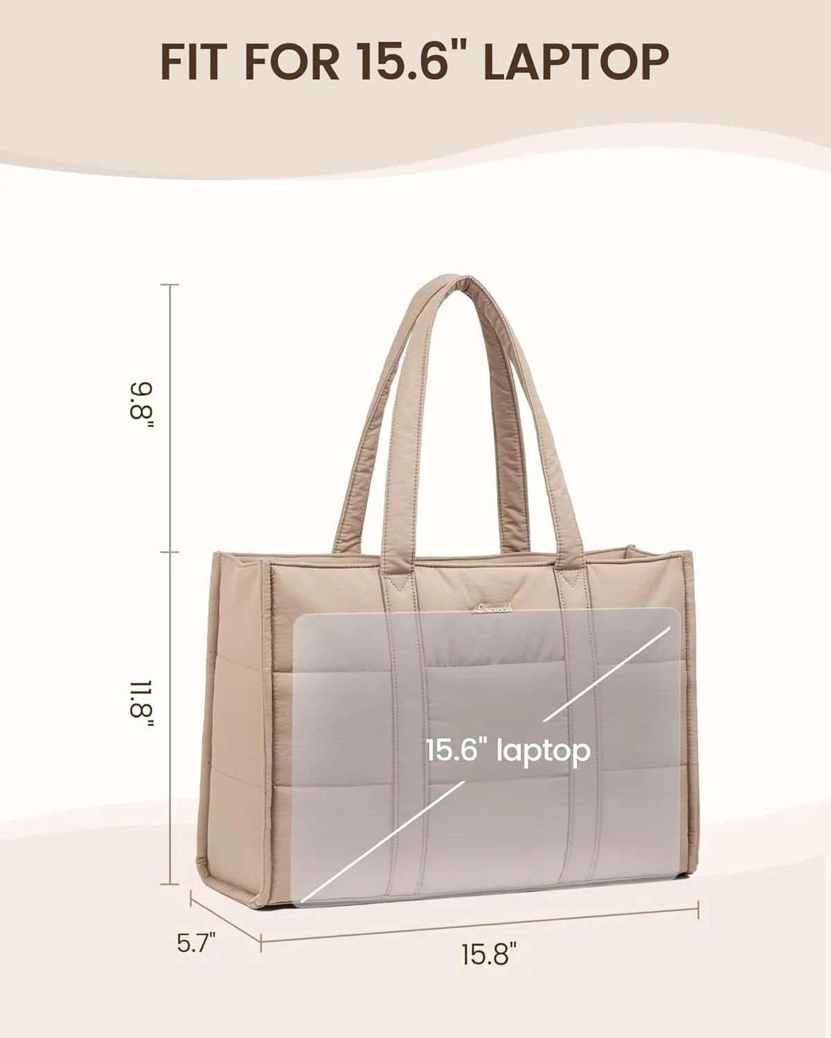 LOVEVOOK Laptop Bag for Women, Puffer Tote Bag for Work 15.6 Inch Large Computer Briefcase for Teacher Nurse, Quilted Lightweight Casual Shoulder Bag For Travel, Daily