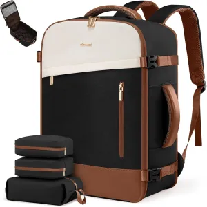 LOVEVOOK Travel Backpack For Women/Men, 50L Carry On Backpack, Flight Approved Personal Item Travel Bag, Large Travel Essentials Water Resistant Daypack Weekender Bag Fits 18" Laptop With 3 Cubes