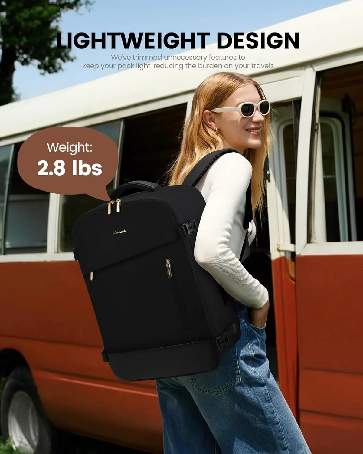 LOVEVOOK Travel Backpack For Women/Men, 50L Carry On Backpack, Flight Approved Personal Item Travel Bag, Large Travel Essentials Water Resistant Daypack Weekender Bag Fits 18" Laptop With 3 Cubes