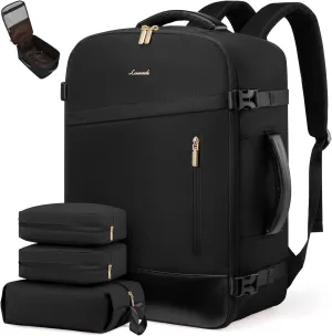 LOVEVOOK Travel Backpack For Women/Men, 50L Carry On Backpack, Flight Approved Personal Item Travel Bag, Large Travel Essentials Water Resistant Daypack Weekender Bag Fits 18" Laptop With 3 Cubes