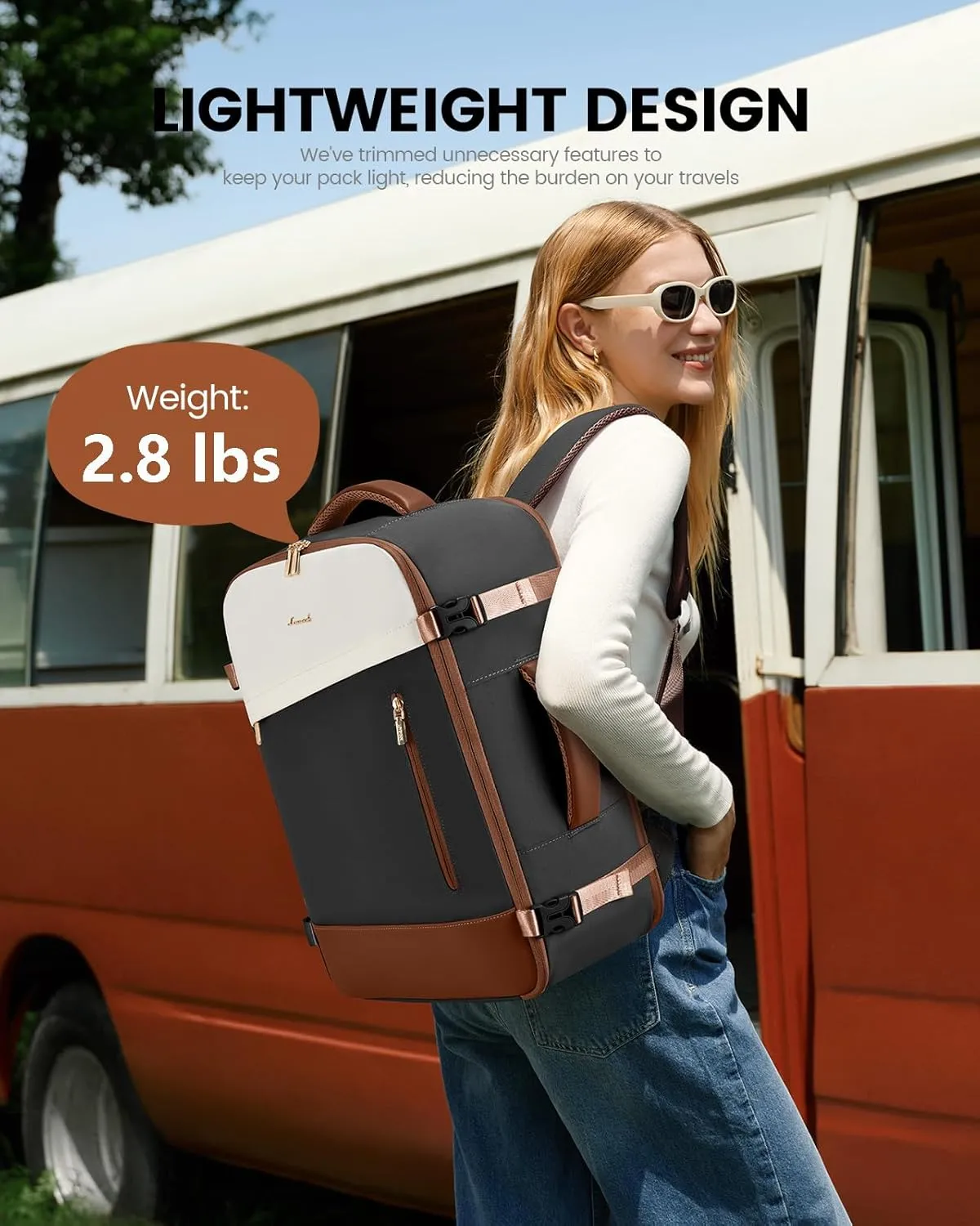 LOVEVOOK Travel Backpack For Women/Men, 50L Carry On Backpack, Flight Approved Personal Item Travel Bag, Large Travel Essentials Water Resistant Daypack Weekender Bag Fits 18" Laptop With 3 Cubes