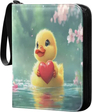 Loving Duck Spring Card Binder 4 Pocket Trading Card Album Fits 400 Sports/Game Cards, PU Cover 3 Ring Card Collection with 50 Removable Sleeves