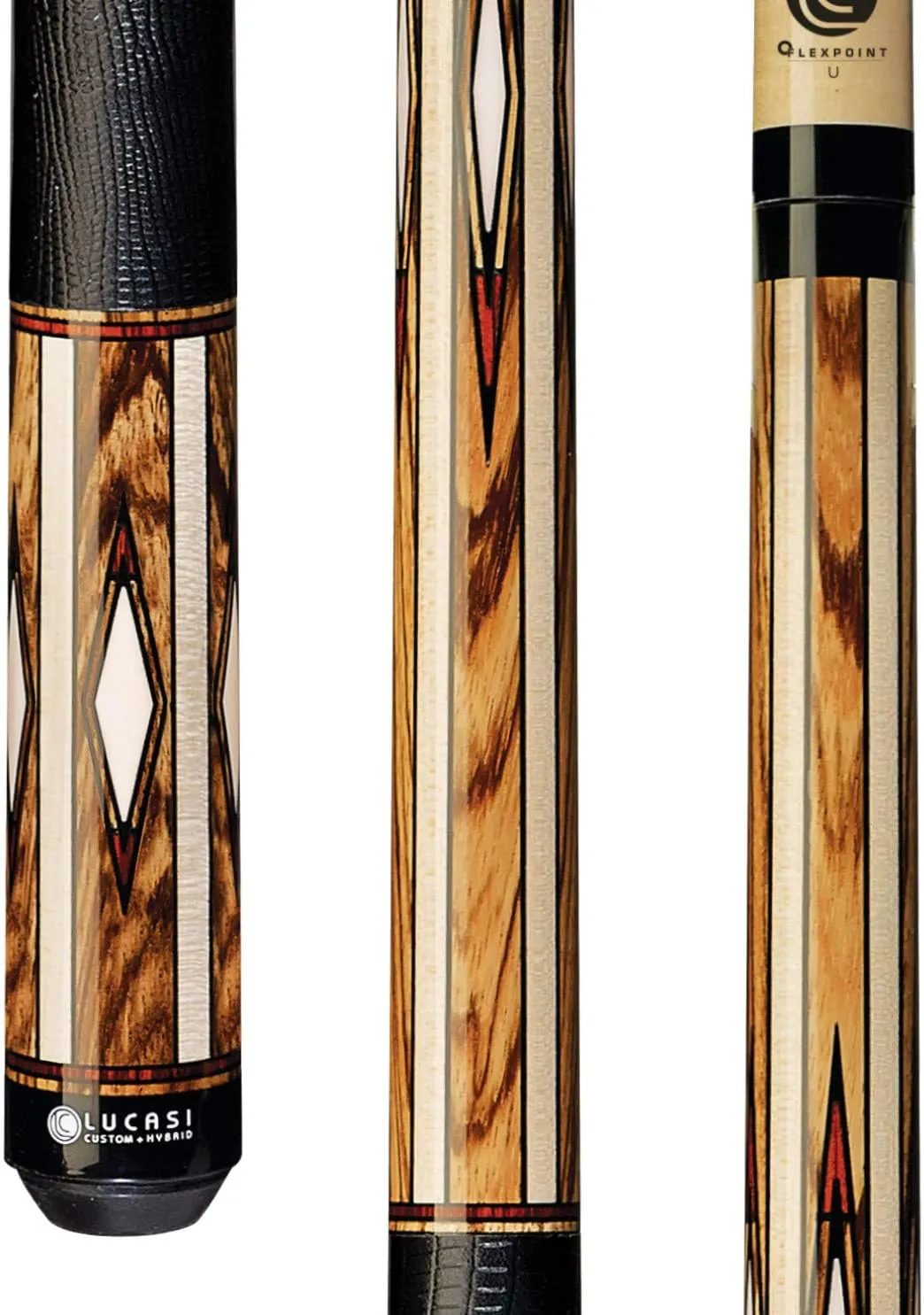 LUCASI LZC33 Custom Billiards Pool Cue Stick - Zero Flex Low Deflection Shaft, Everest Tip, Genuine Leather Wrap and Precision Inlays