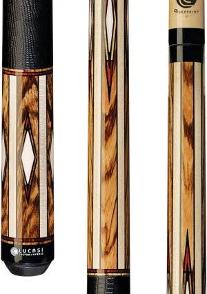 LUCASI LZC33 Custom Billiards Pool Cue Stick - Zero Flex Low Deflection Shaft, Everest Tip, Genuine Leather Wrap and Precision Inlays