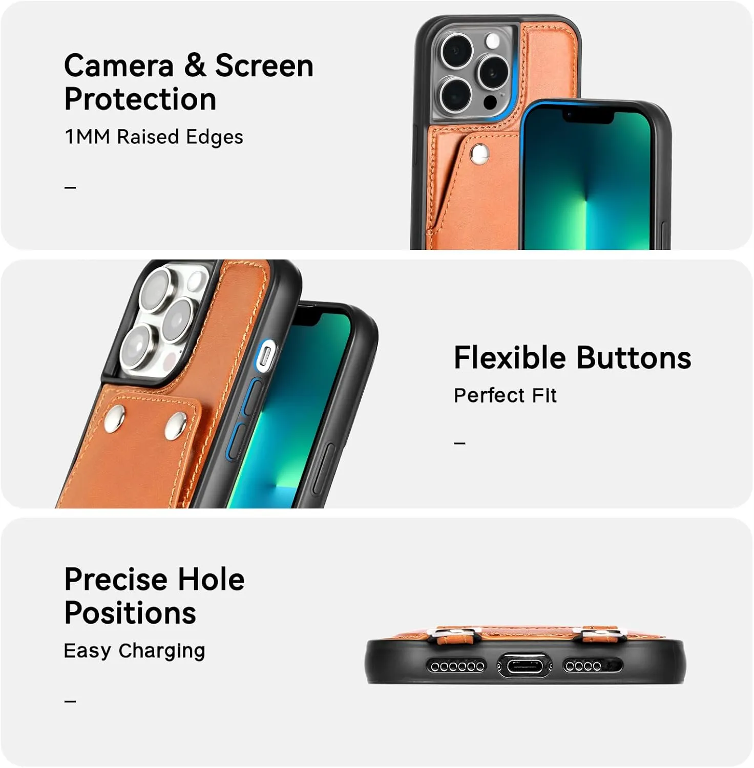 LUCKYCOIN for iPhone 13 Pro Max Case 6.7 in Women's Leather Wallet Phone Case with Card Holder & Detachable Crossbody Strap,Phone Purse with Strap,Crossbody Bag Compatible with iPhone 13 Pro Max Brown