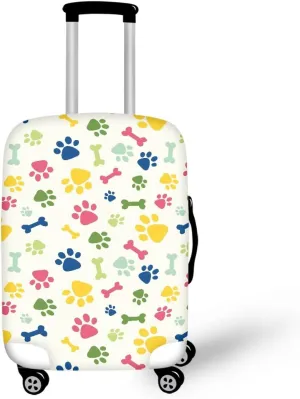 Luggage Cover 25-28 Inch for Suitcase, Cute Bone Dog Paw Print Suitcase Cover Protector Washable Fashion Luggage Cover Protector