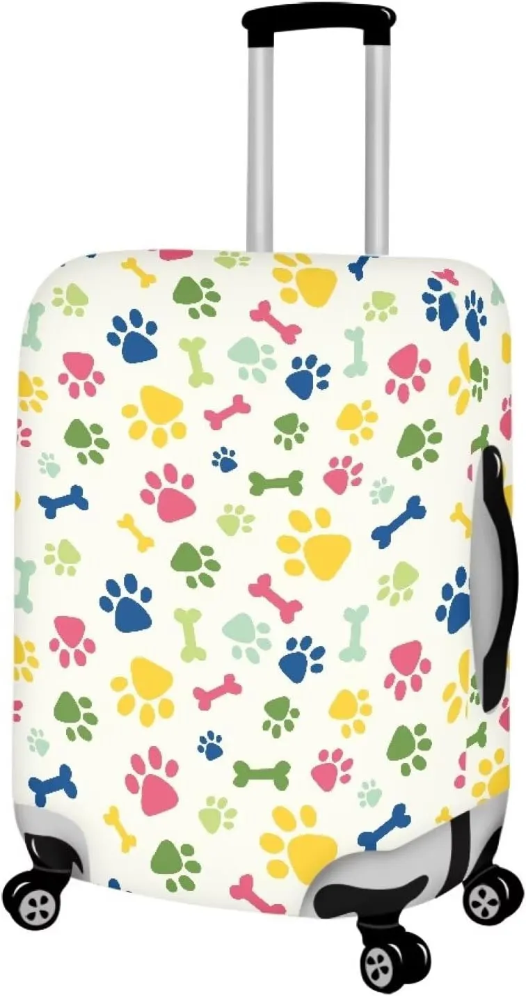 Luggage Cover 25-28 Inch for Suitcase, Cute Bone Dog Paw Print Suitcase Cover Protector Washable Fashion Luggage Cover Protector