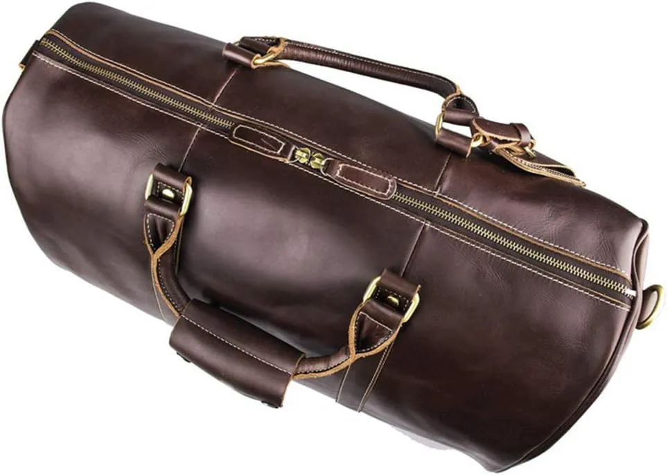 Luggage Leather Trolley Bag, Wheeled Travel Duffel Bag, Large-Capacity Travel Garment Bags, Waterproof Duffle Bags for Men, Best Weekend Bag