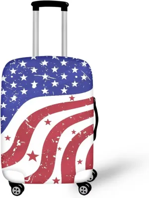 Luggage Suitcase Cover, Luggage Protector Suitcase Covers for Travel Fits 25-28 Inches, Patriotic American Flag Elastic Anti-Scratch Washable Suitcase Cover Protector